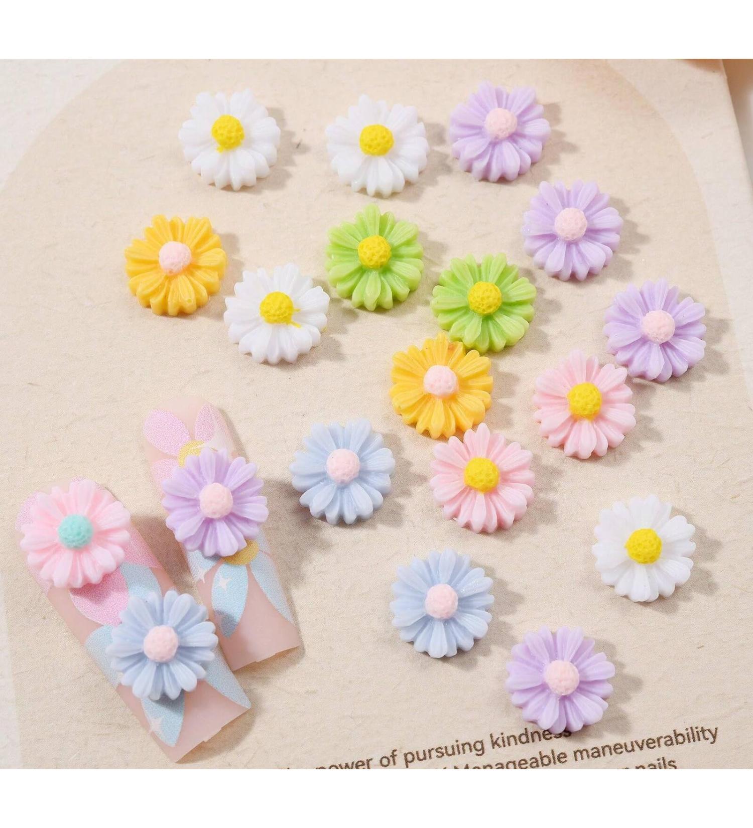 50pcs Daisy Flower 3D Nail Art Charms Daisy Flower Nail Art Mini Cabochon Nail Art Fruit Decoration DIY Nail Charms Nail DIY Supplies - Buy Online on GoSupps.com