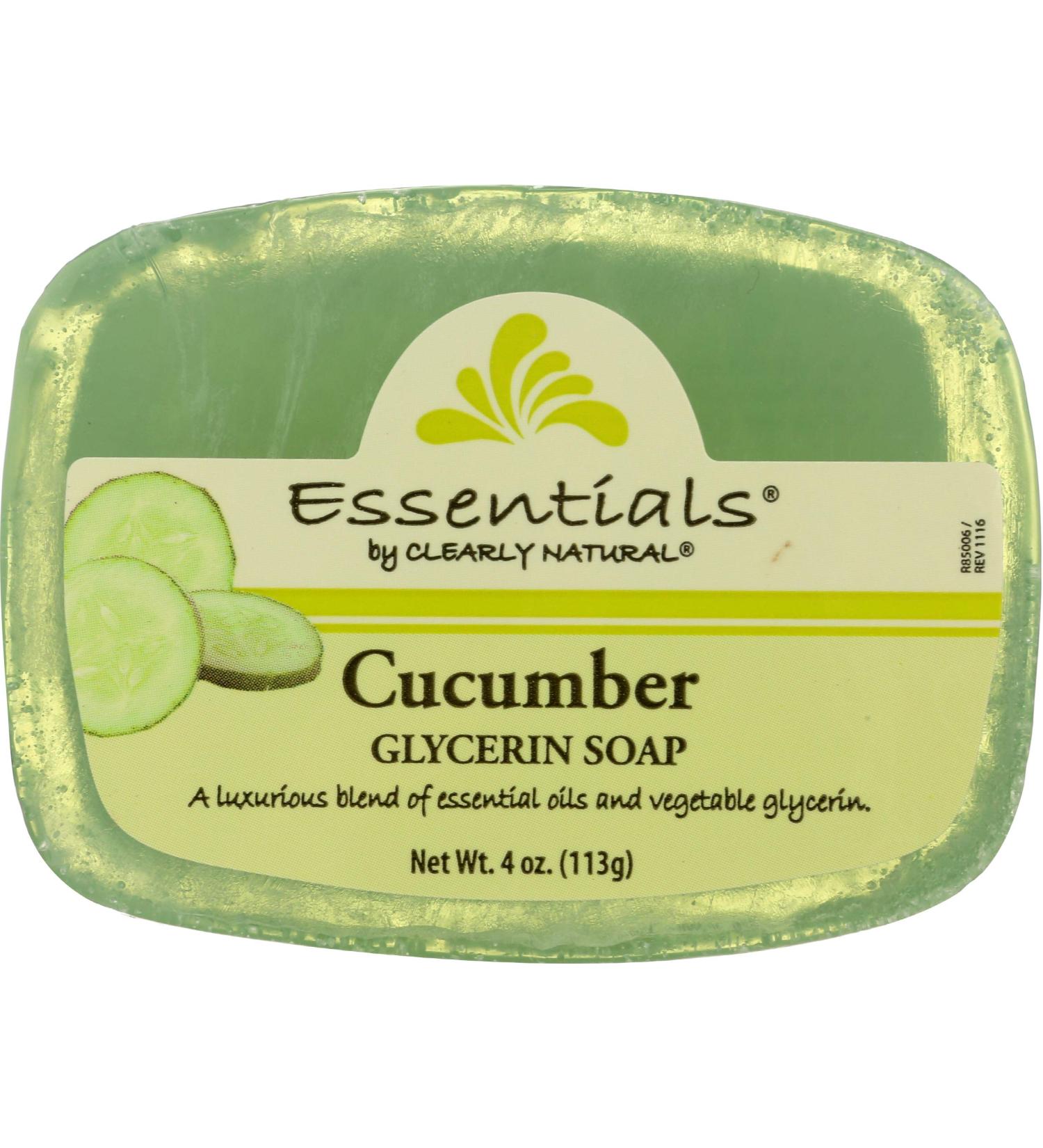 Clearly Natural Glycerin Bar Soap - Cucumber Scent 4 oz | Moisturizing Herbal Soap for All Skin Types - Buy Online - Buy Online on GoSupps.com