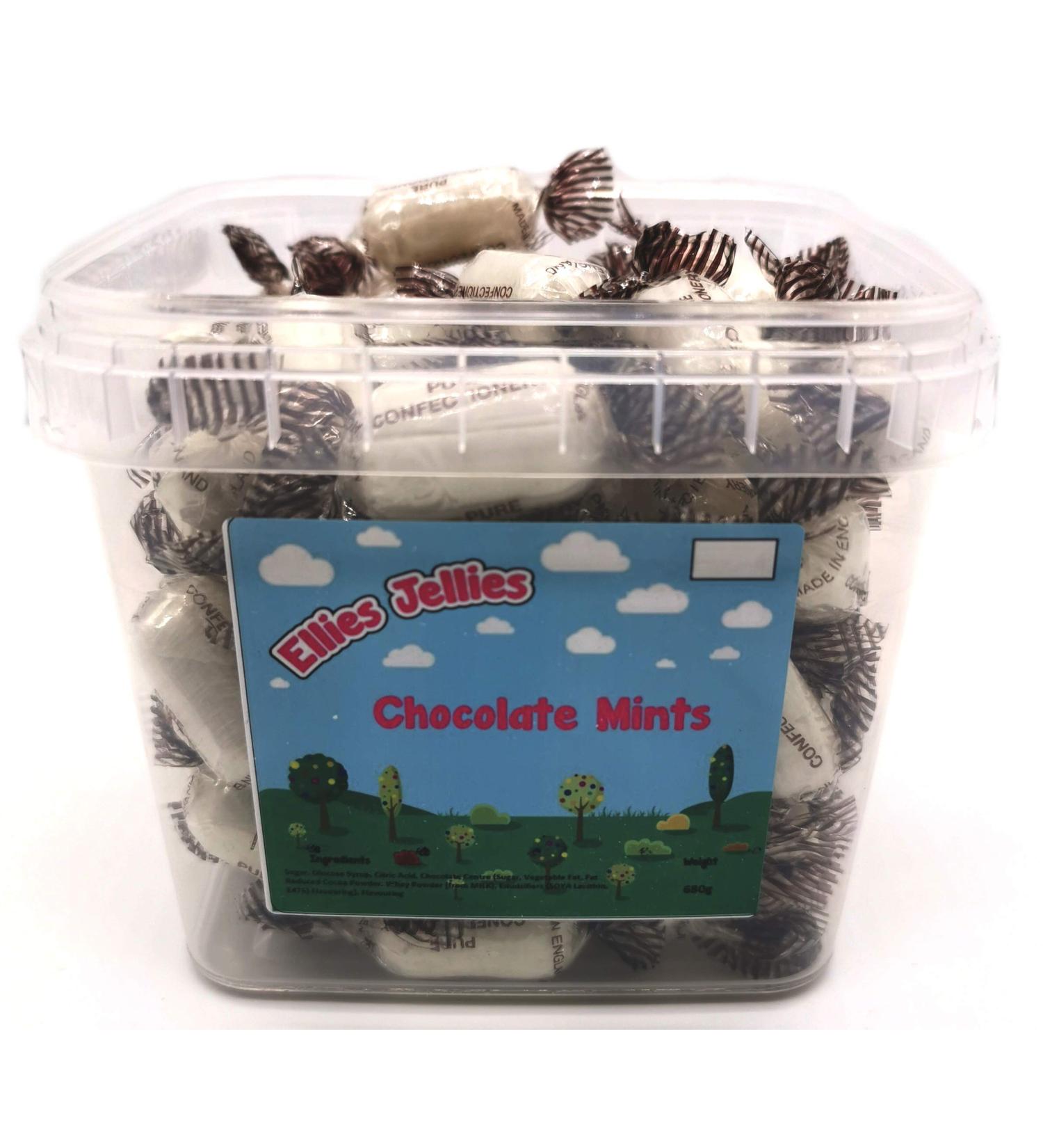 Ellies Jellies Chocolate Mints 680g Square Tub
