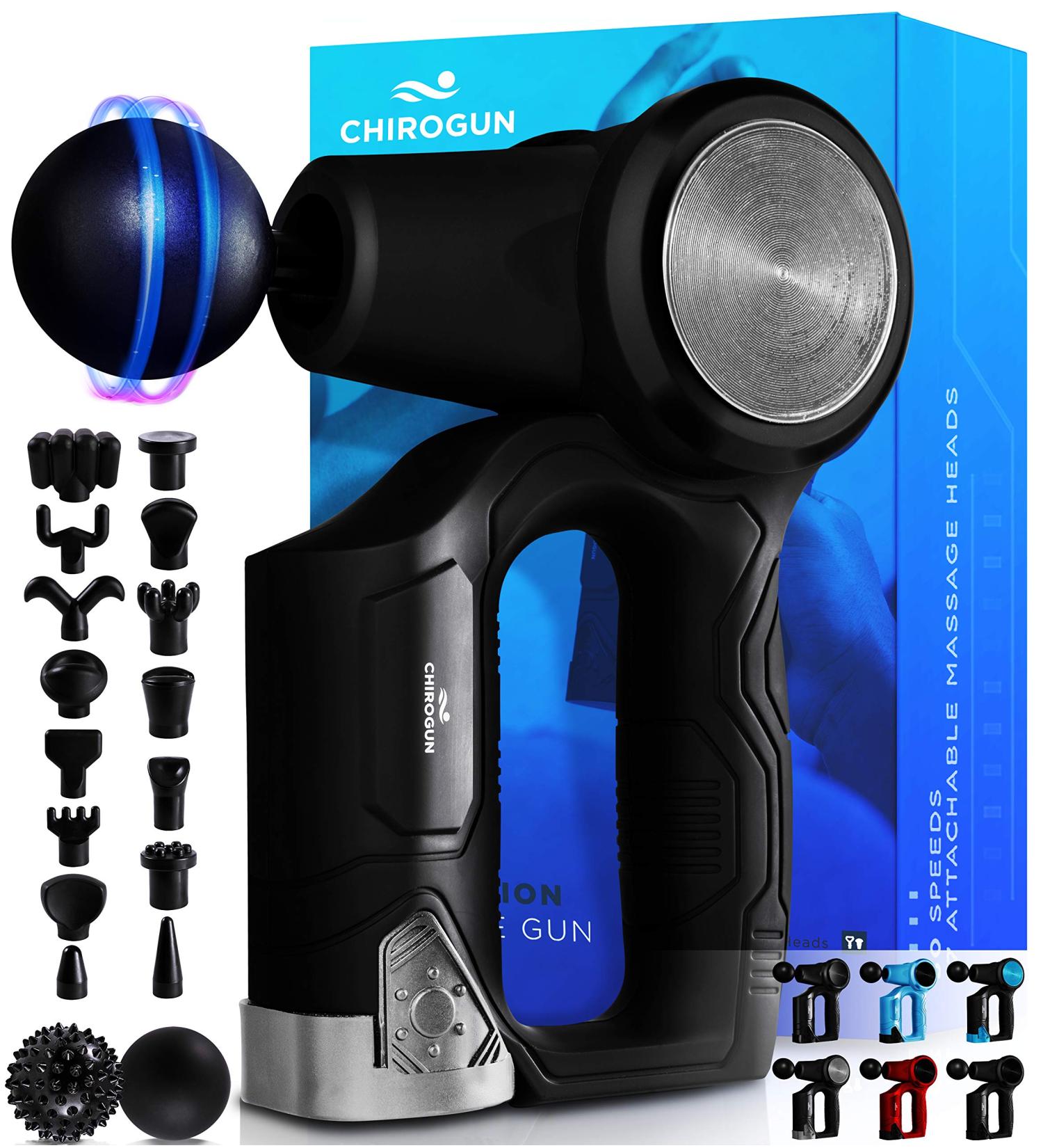 Deep Tissue Percussion Massage Gun for Athletes - Matte Black with Space Gray - Buy Online on GoSupps.com