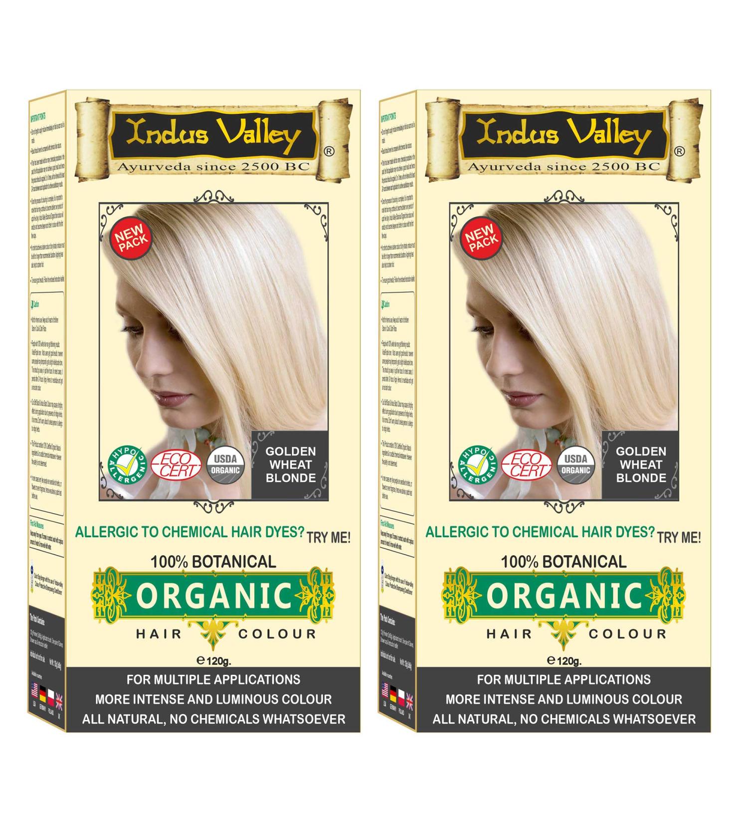 Indus Valley 100% Botanical Hair Color Set of 2 - Golden Wheat Blonde | Natural Vegan International Shipping - Buy Online on GoSupps.com