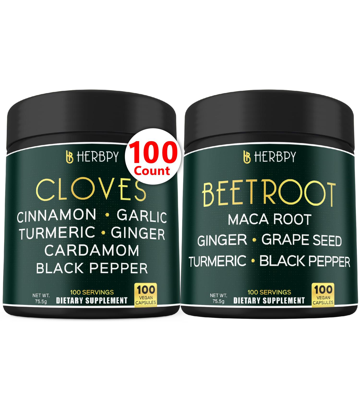 Herbpy Bundle 7in1 Cloves Supplement & 6in1 Beet Root Capsules - Buy Online on GoSupps.com