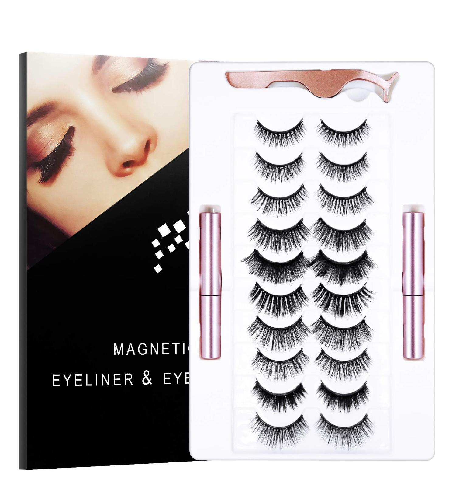 SENSIVO_GER magnetic eyelashes with eyeliner (10pcs) False Eyelashes Natural Look False Lashes Magnetic Lashes Eye Lashes Sets Pack Fake Eyelashes Magnetic Lashes Multipack False Eye Lashes - Buy Online on GoSupps.com