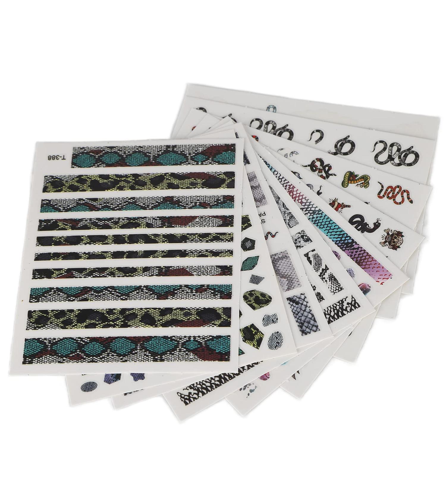 Self Adhesive Snake Nail Sticker 9 Sheets DIY Manicure Decoration Latest Fashionable Snake Nail Art Stickers for Nail Art Lover for DIY Manicure - Buy Online on GoSupps.com