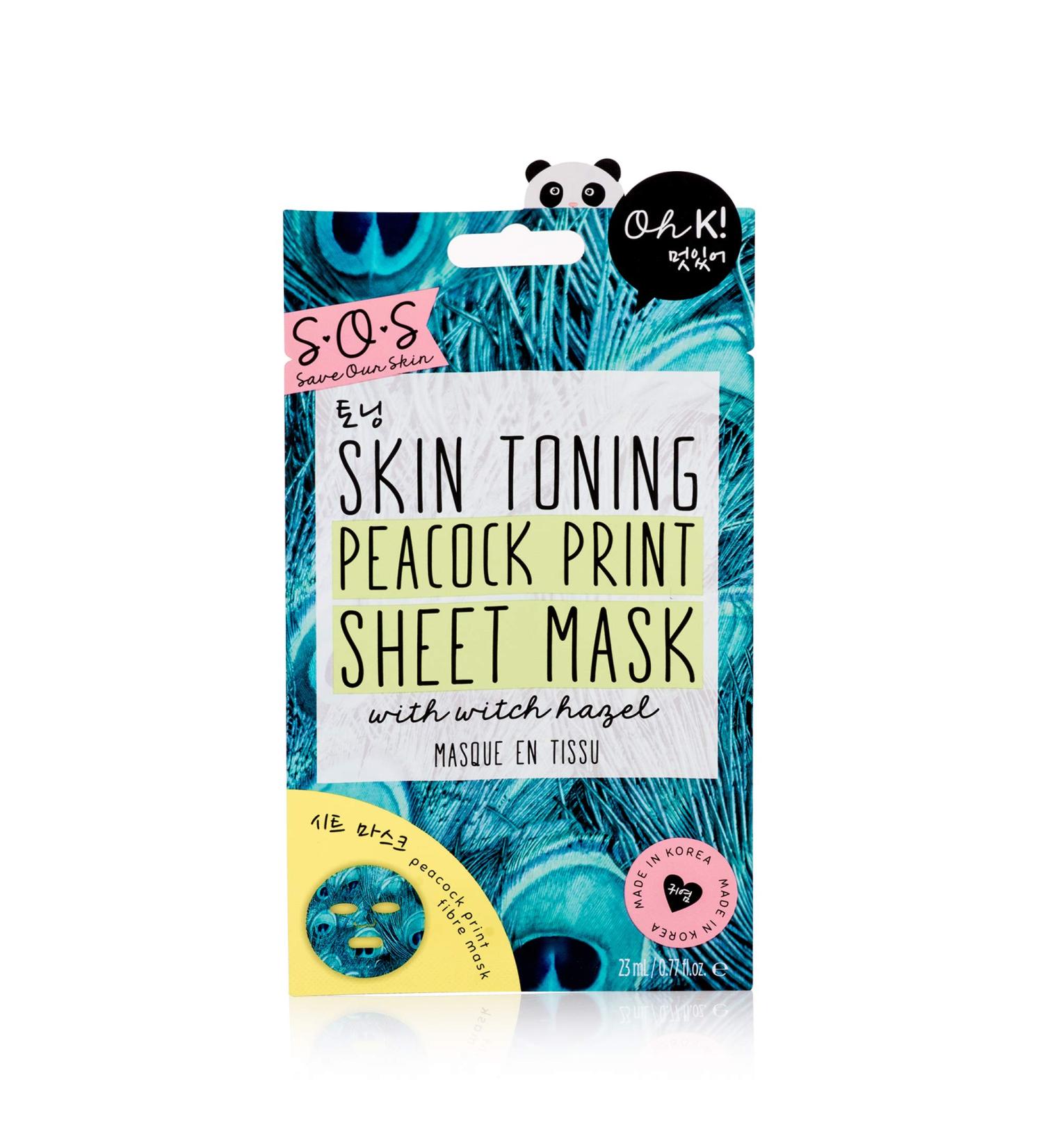 Oh K! SOS Skin Toning Peacock Print Sheet Mask - Buy Online on GoSupps.com