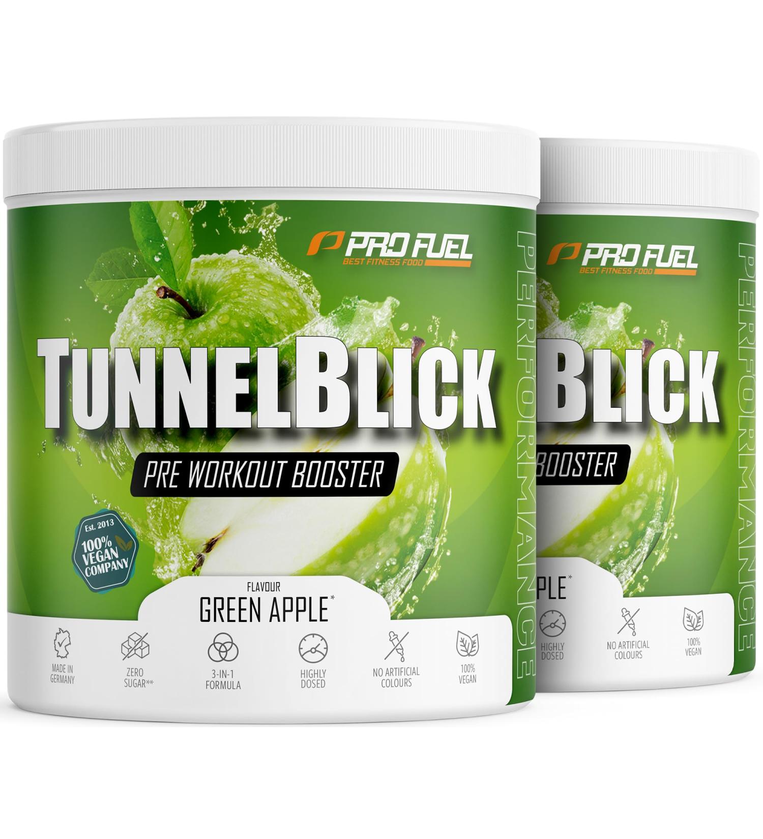 Buy Pre-Workout Booster Green Apple 2x440g - Vegan High-Dose Energy with Citrulline Arginine Caffeine & Taurine - 20 Portions - Delicious Training Support - Buy Online on GoSupps.com