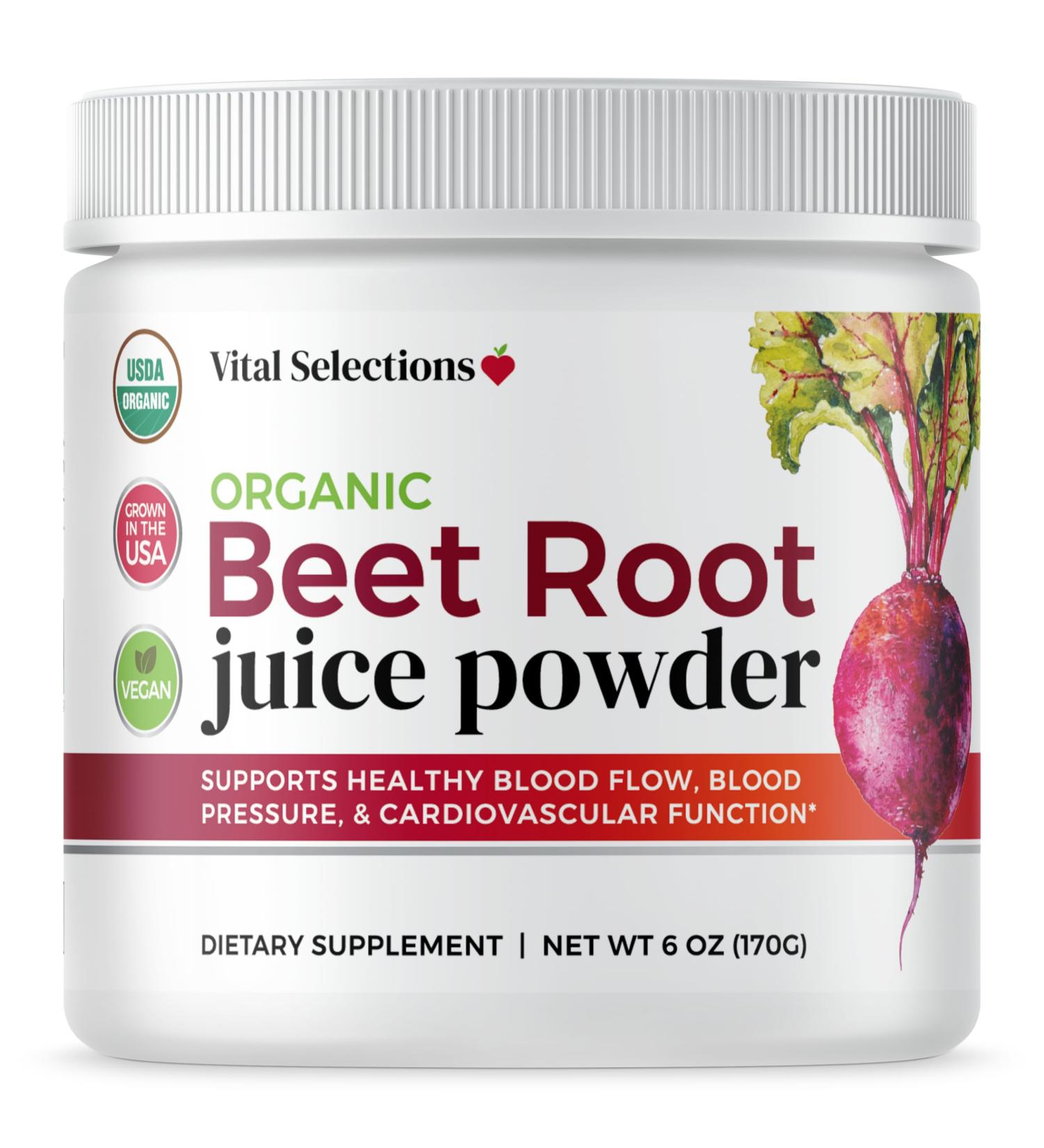 100% Organic Beet Root Juice Powder - Highest Purity | USA Grown | Nitric Oxide Boost for Cardio & Athletic Performance - Buy Online on GoSupps.com