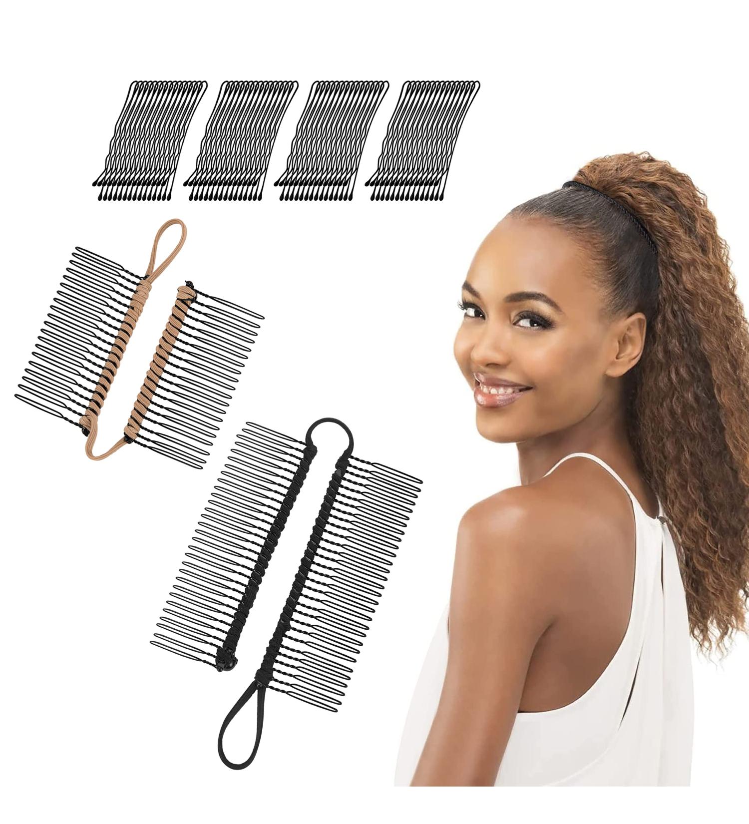 Banana Hair Clip 2 Pieces 20 and 30 Teeth Banana Comb Clips with 48 Small Hair Clips Stretchy Hair Accessories for Thick Wave-Shaped Tangled Natural Curly Hair - Buy Online on GoSupps.com