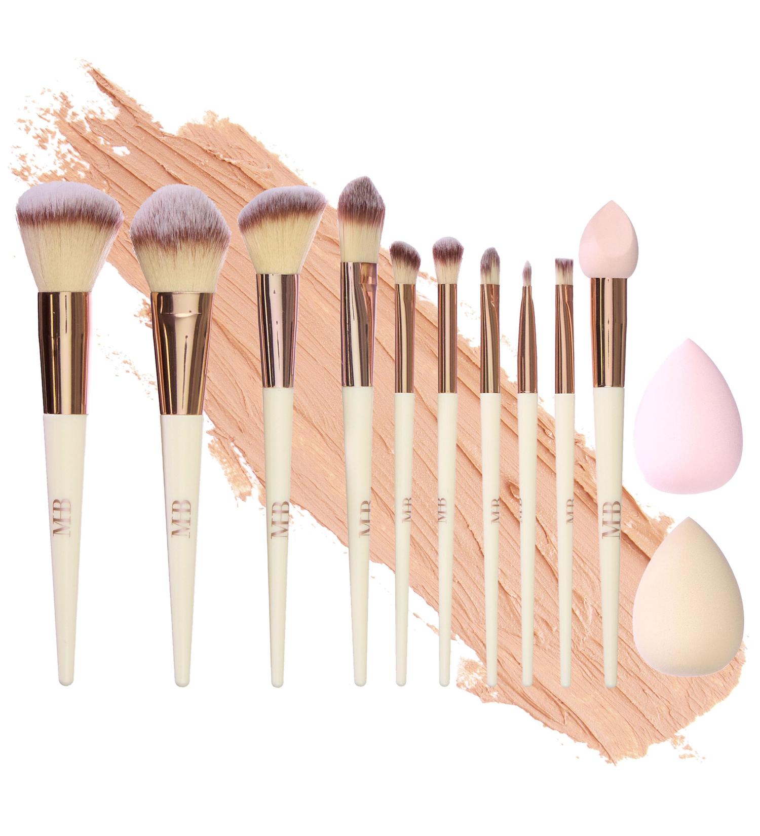 Expressions 12pc Flawless Makeup Brush Set - Vanilla Rose Gold | Premium Glitter Cosmetic Brushes for Contouring & Highlighting - Buy Online on GoSupps.com