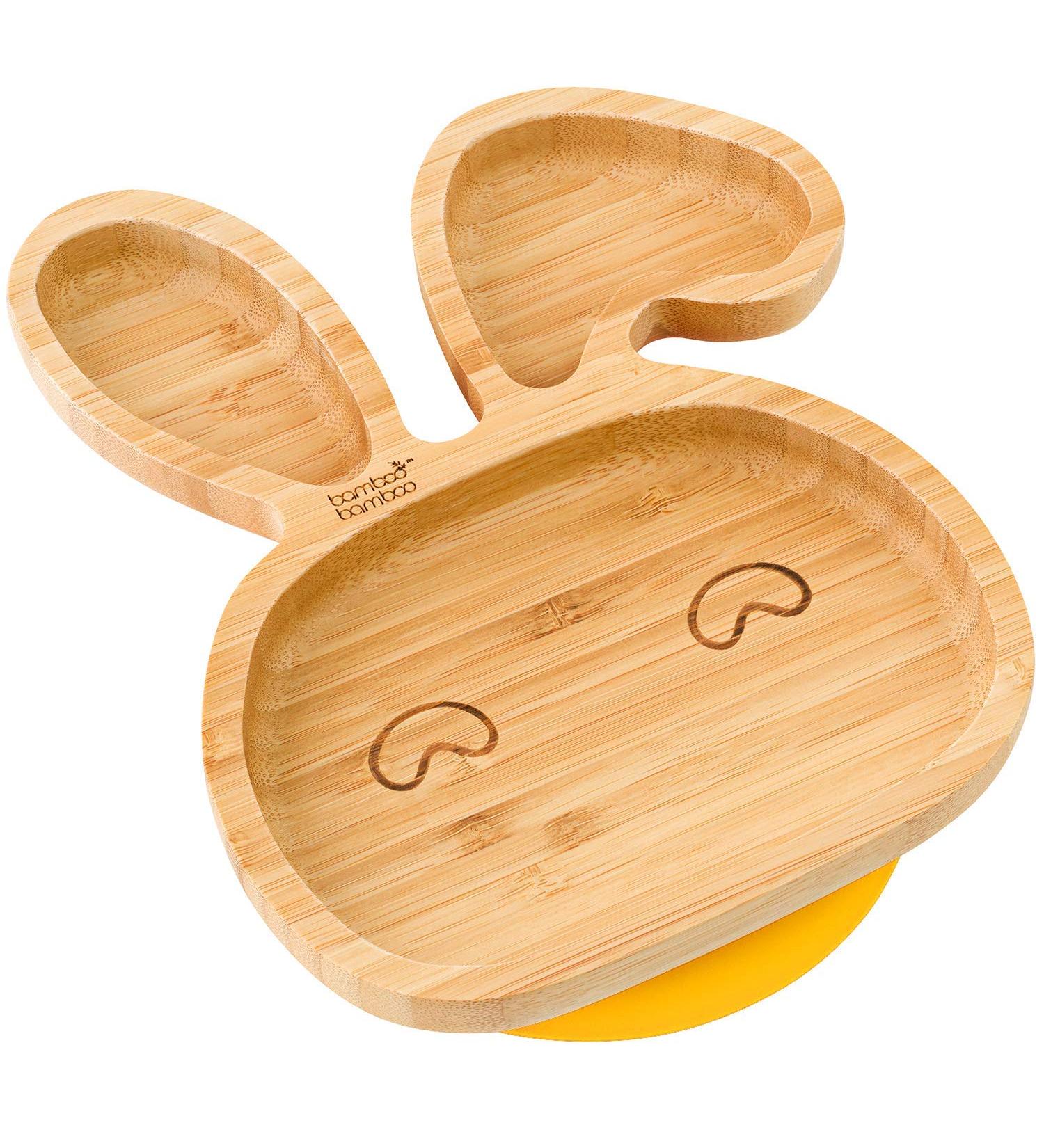 Bamboo Bunny Suction Plate for Babies | Secure Feeding & Weaning | 6+ Months (Yellow) - Buy Online on GoSupps.com