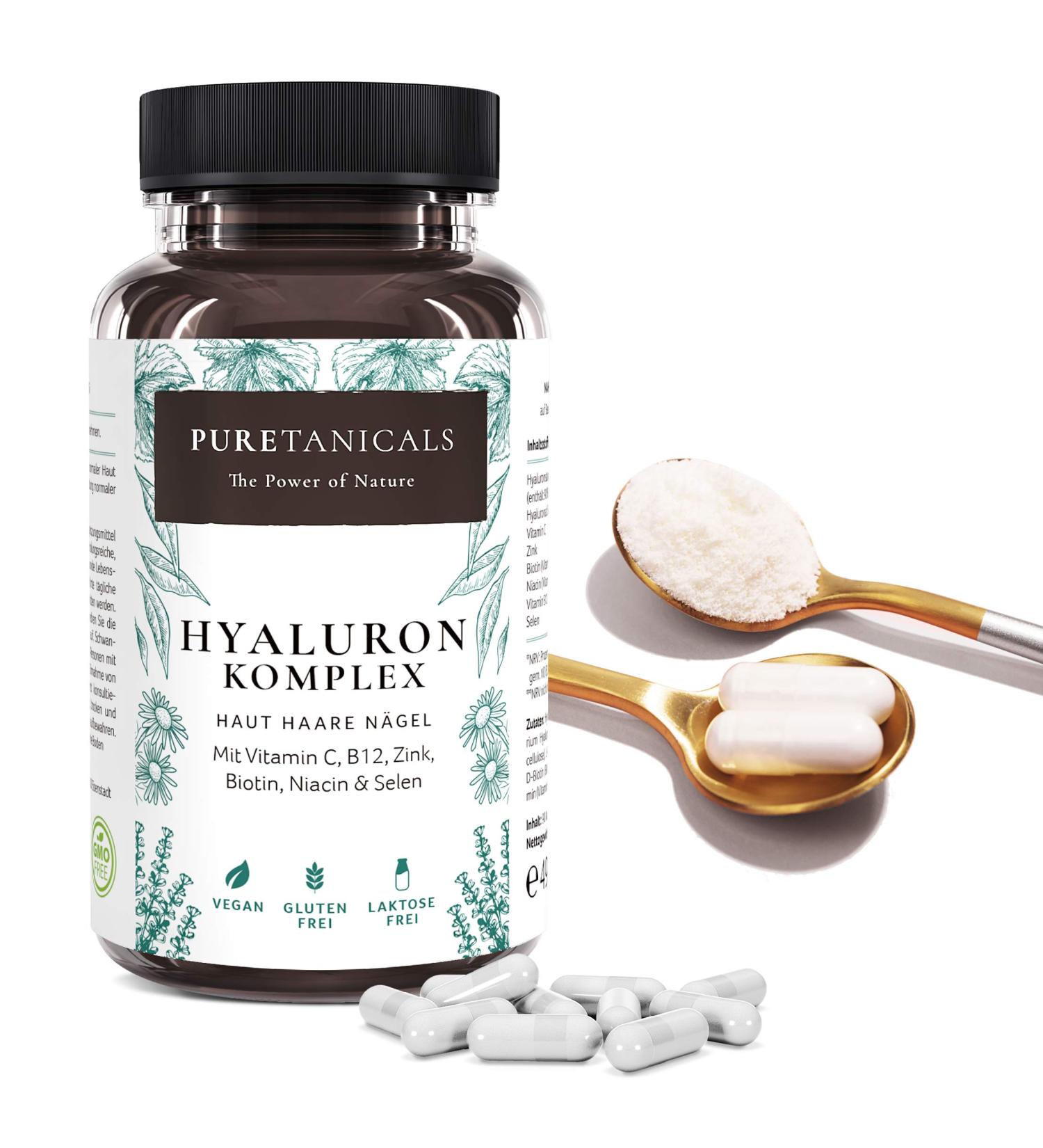 Hyaluronic Acid Capsules for Skin Hair & Nails | High-Dose 350mg | Vegan German Quality | Vitamin C B12 Biotin & More - Buy Online on GoSupps.com