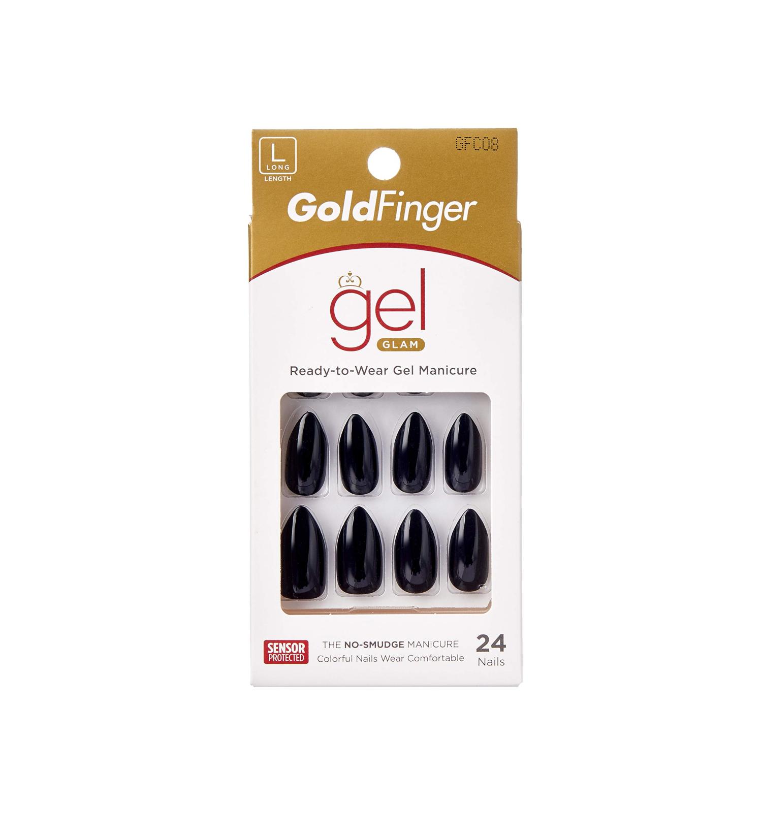 Gold Finger Full Cover Nails Gel Glam Ready to Wear Gel Manicure Long Nails