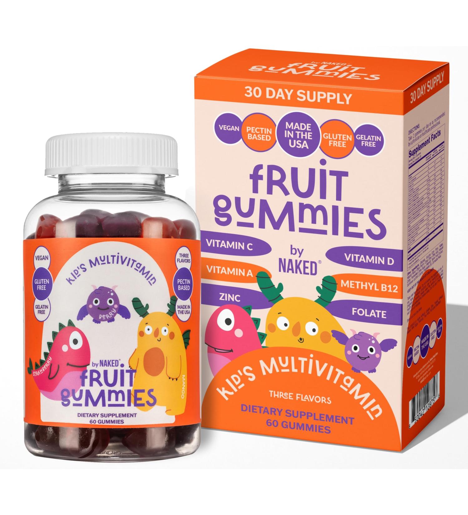 Nutrition Kids Vitamin Gummies | Vegan GMO-Free & Gluten-Free | 30-Day Supply | A C D E B6 B12 & Zinc | Made in USA - Buy Online on GoSupps.com