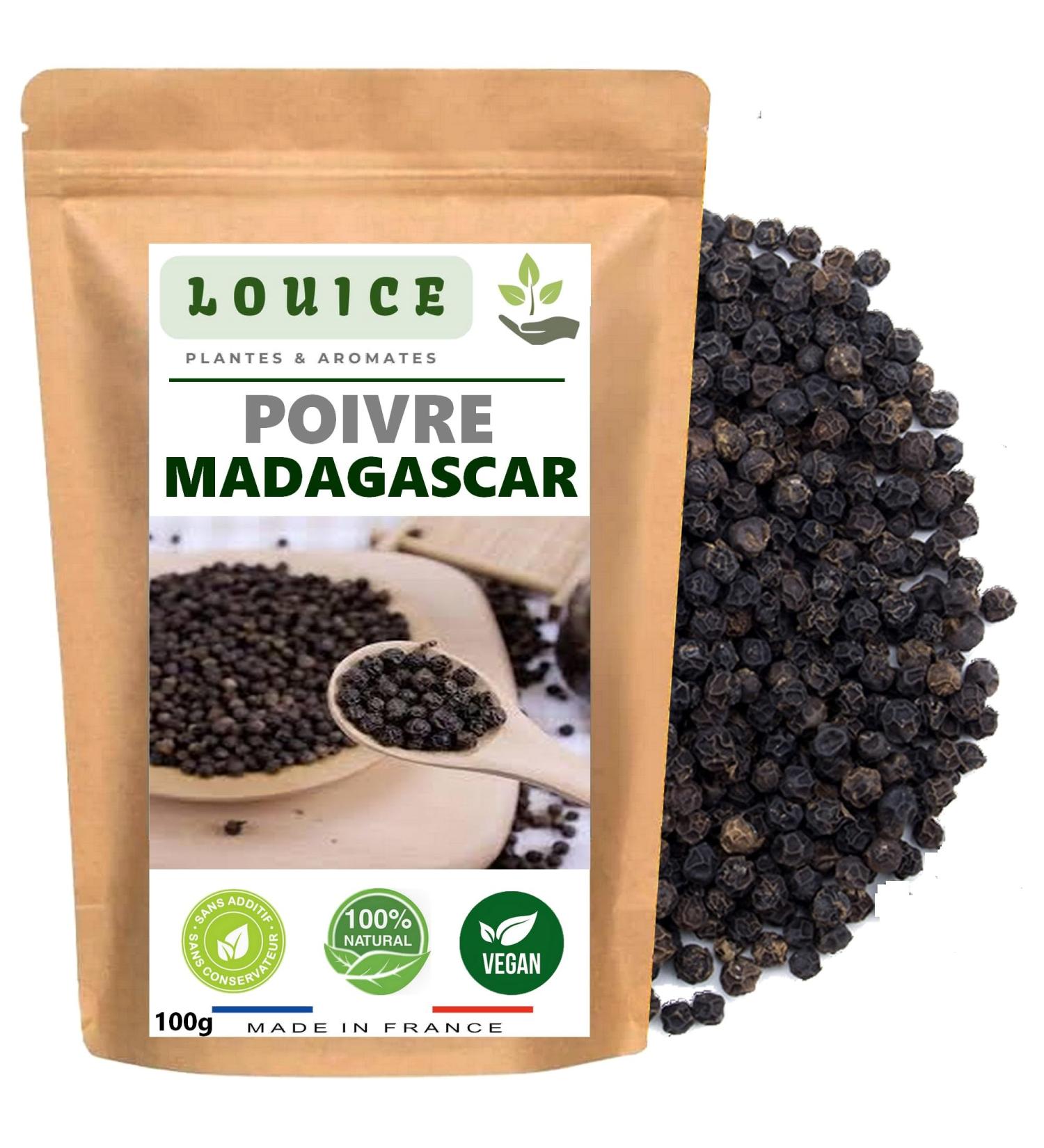 Poivre de Madagascar en Grains 100g - Saveurs Intenses pour une Cuisine Aromatique - Sachet Fra cheur - Assaisonnement Sain avec Poivre de Madagascar en Grains pour Le Go t de Madagascar (100)
