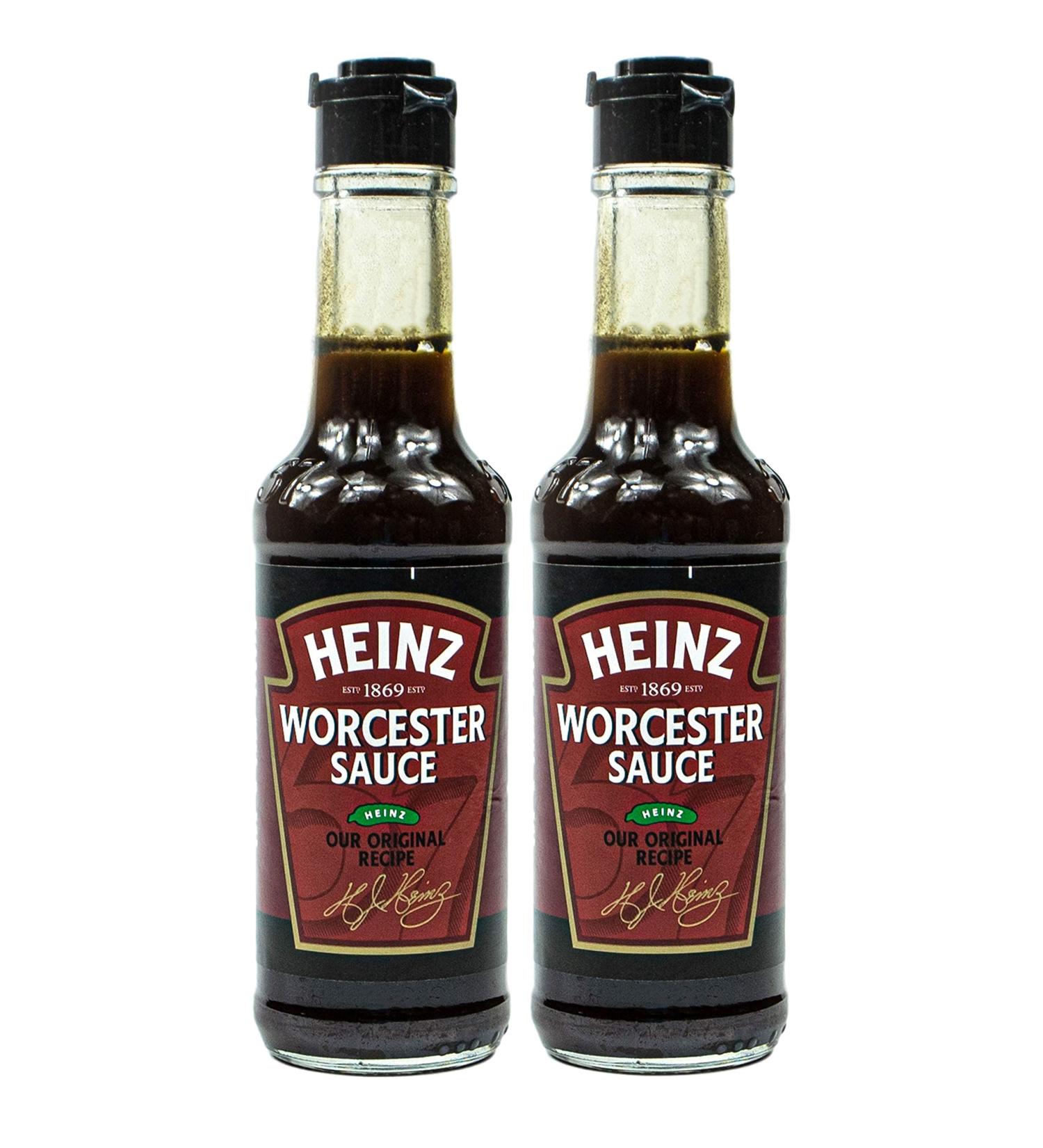 Heinz 2-Pack Worcester Sauce 150ml Glass Bottles | Spicy Seasoning for Meat Fish & Vegetables - International Shipping Available - Buy Online on GoSupps.com