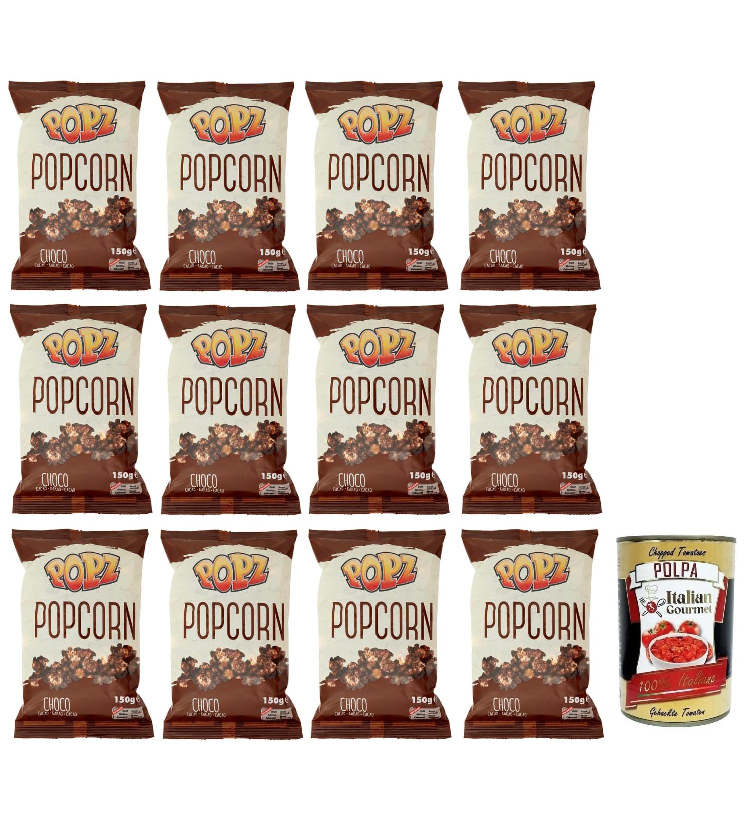  Italian Gourmet E.R. Popz Popcorn Choco Cocoa Caramelized Popcorn with Caramel Cocoa Butter (73%) Cocoa (4%) 150g Bag + Gourmet Polpa di Pomodoro Italian Box 400g - Buy Online on GoSupps.com