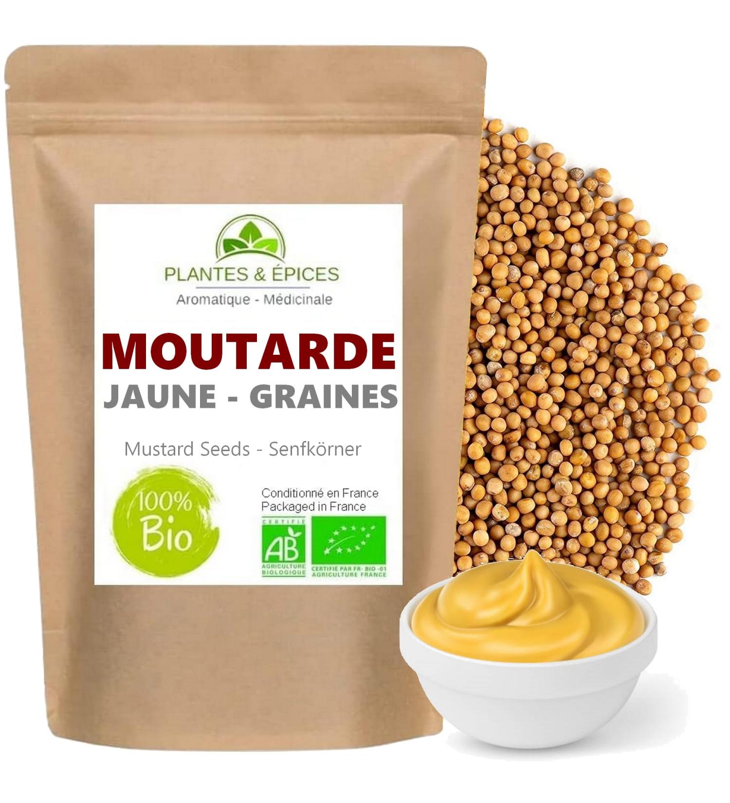 Organic Yellow Mustard Seed 1kg - Ideal Homemade Mustard Recipe - Resealable Biodegradable Freshness Bag (1) - Buy Online on GoSupps.com