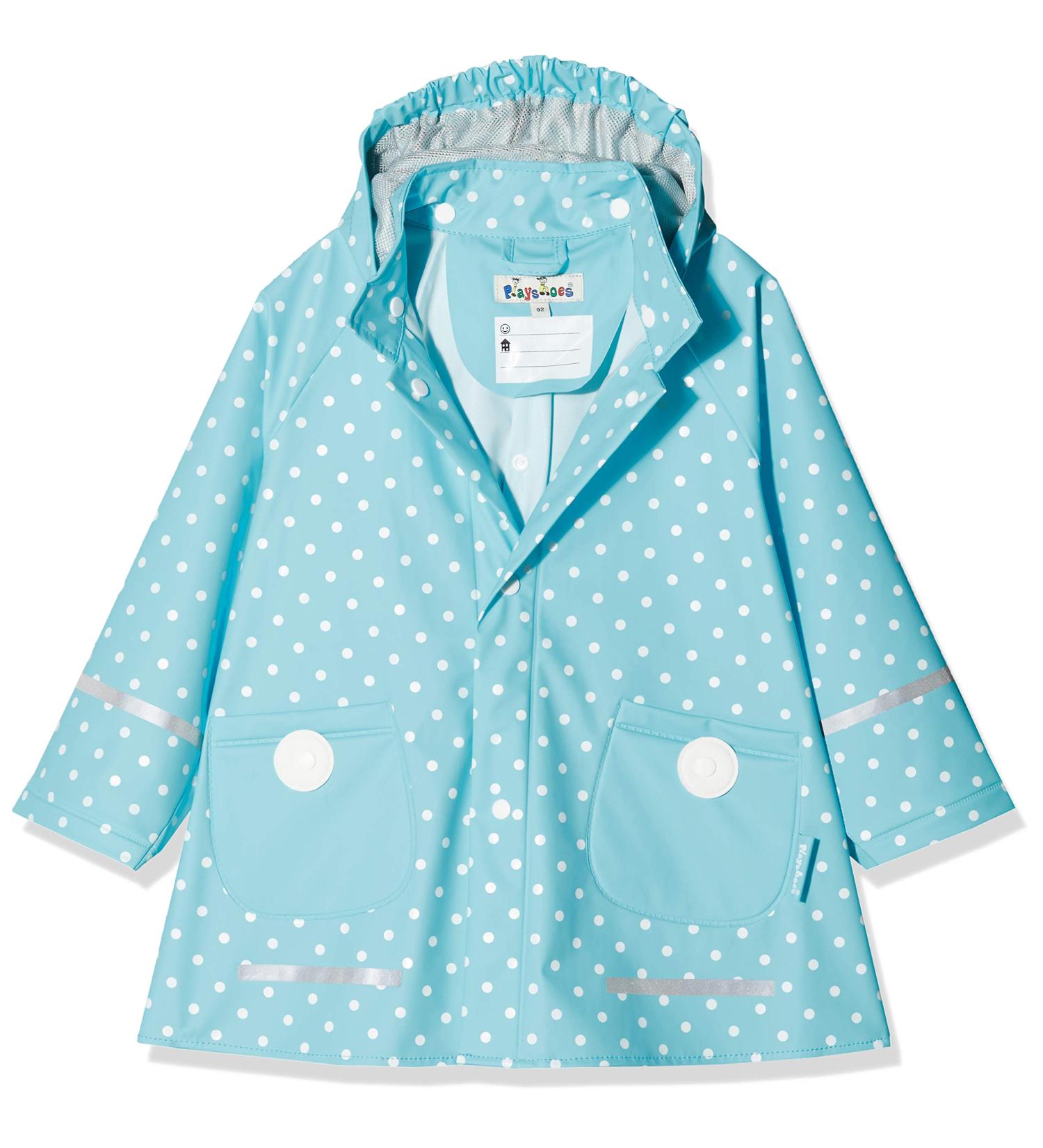 Playshoes Unisex Kid's Regenjacke Raincoat 104 Turquoise Dots | Wind & Waterproof Rainwear - Buy Online on GoSupps.com