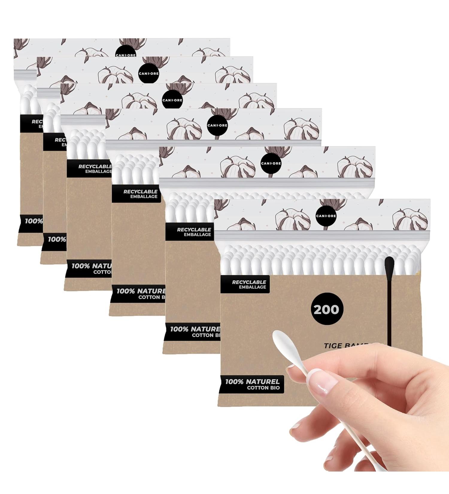 1200 Bamboo Cotton Buds (6 x 200 Pieces) Candore - 100% Biodegradable, Vegan & Sustainable - Pure Natural Product - Buy Online on GoSupps.com