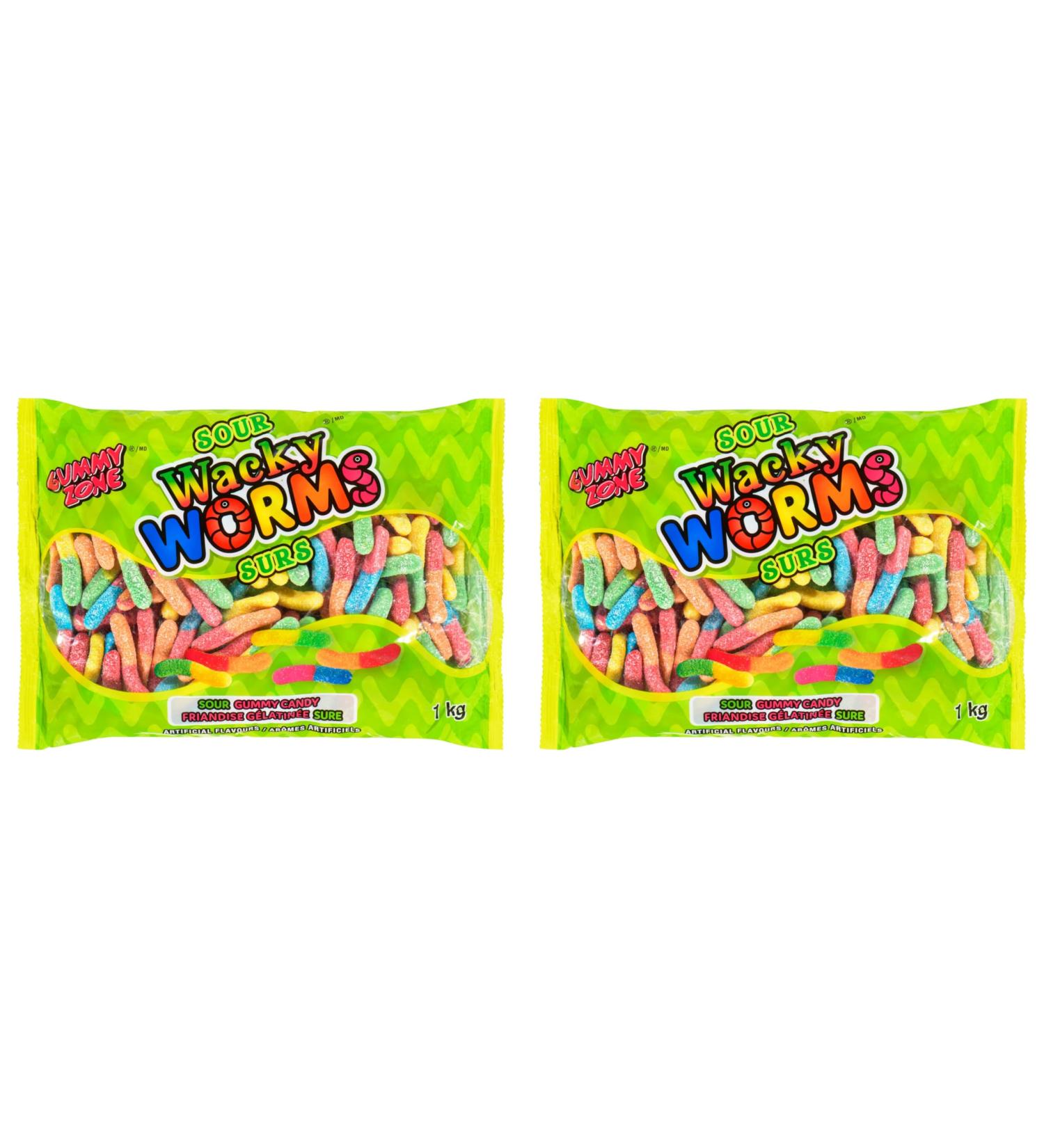 Candy Bulk: Gummy Zone Sour Wacky Worms - Sour Gummy Candy - Bulk Candy - Gummies - Candies - Bonbon - Value Pack of 2