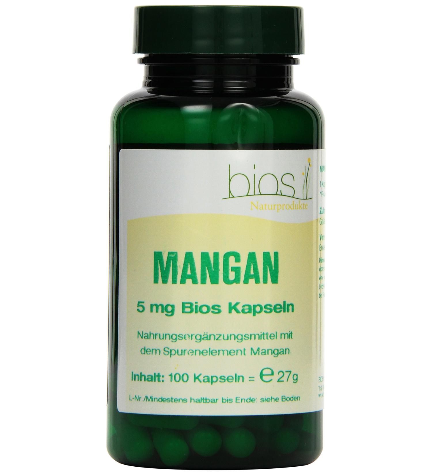 Bios Manganese 5 mg Capsules - 100 Count 1 Pack (27 g) | Premium International Shipping - Buy Online on GoSupps.com