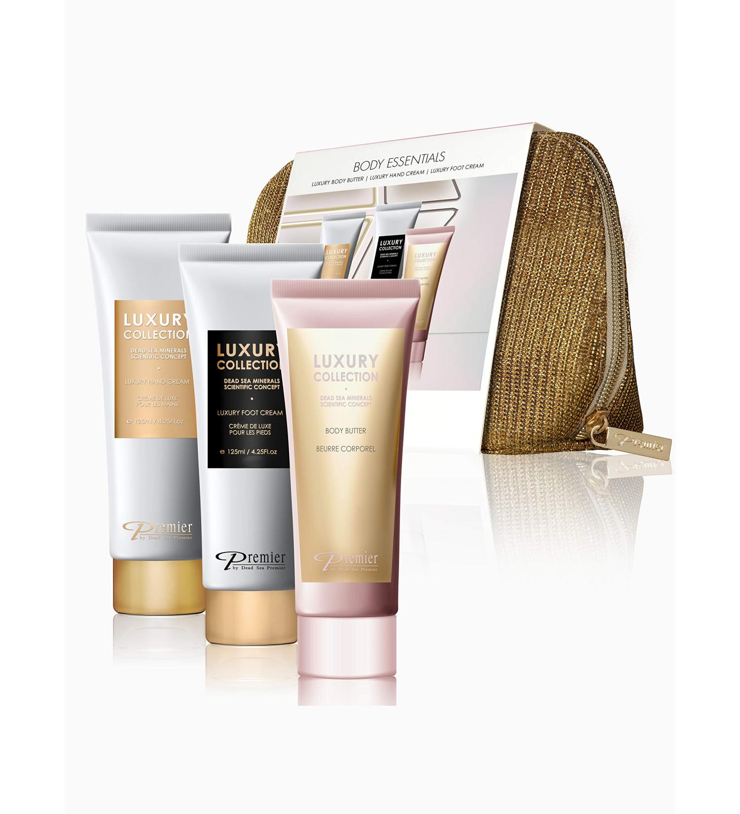 Premier Dead Sea Classic Body Essential Kit Contains Silky Body Butter Luxury Hand Cream and Foot Cream Moisturizing Enriched with Dead Sea Minerals