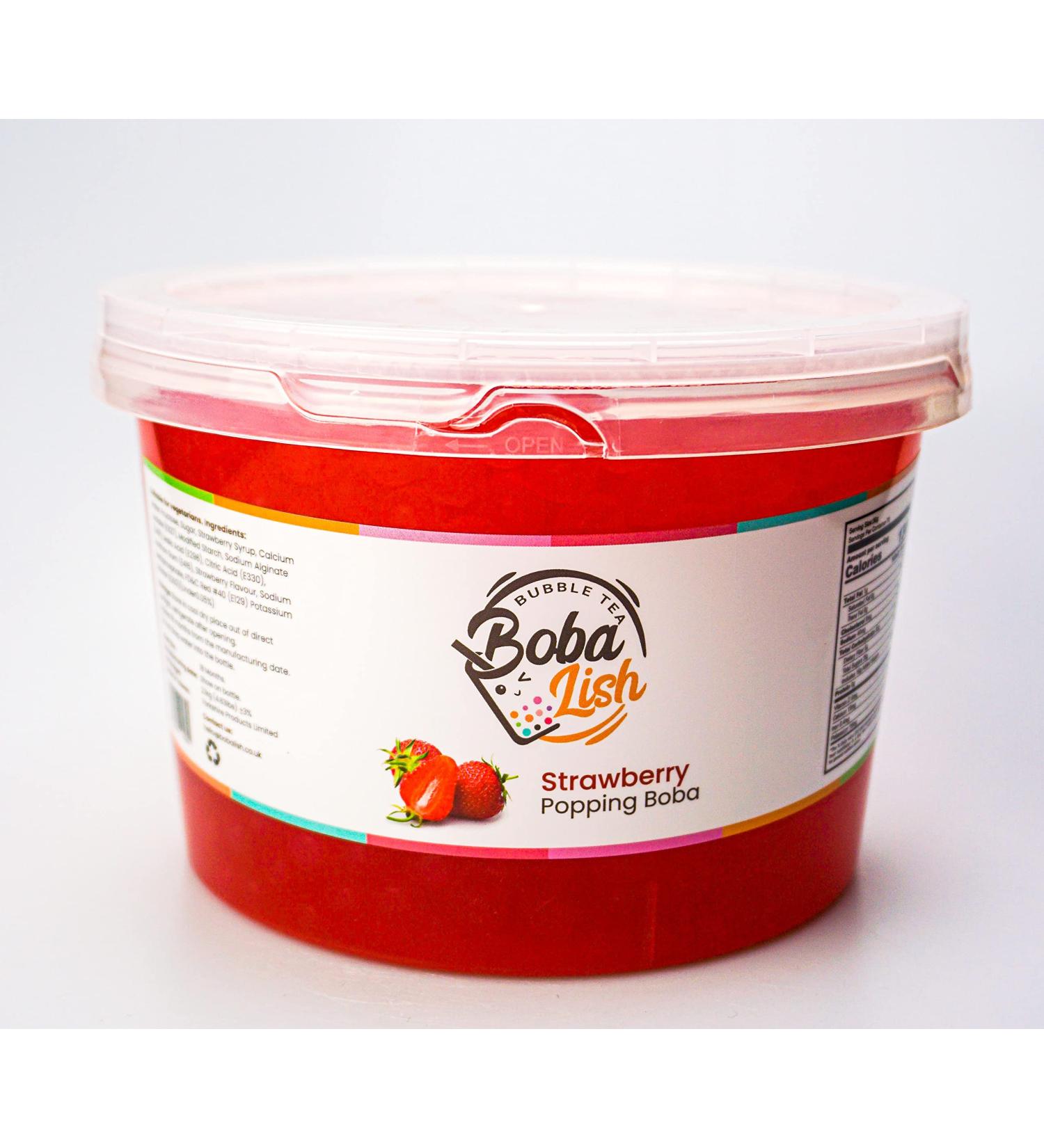 Boba Lish Popping Boba Pearls for Bubble Tea - 2.1kg | Strawberry | Bursting Pearls Bubble | Real Fruit Juice For Dessert Smoothie | 100% Vegan & Glutenfree No Artificial Colours - Buy Online on GoSupps.com