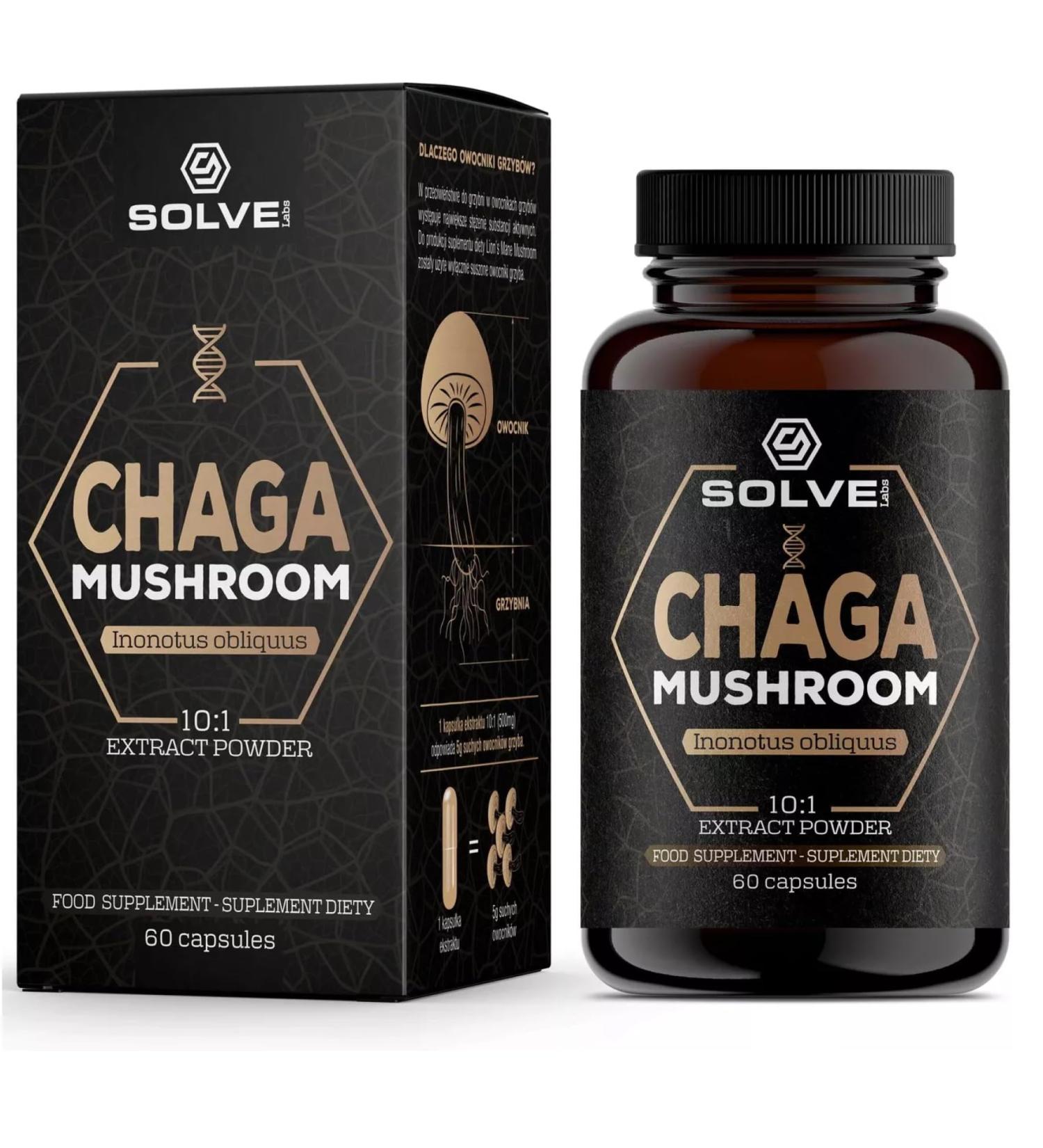 Solve Labs Premium Siberian Chaga Capsules 10% Beta-D-Glucans 10:1 Extract Zero Fillers & Additives 60 Capsules 1 Month Supply - Buy Online on GoSupps.com