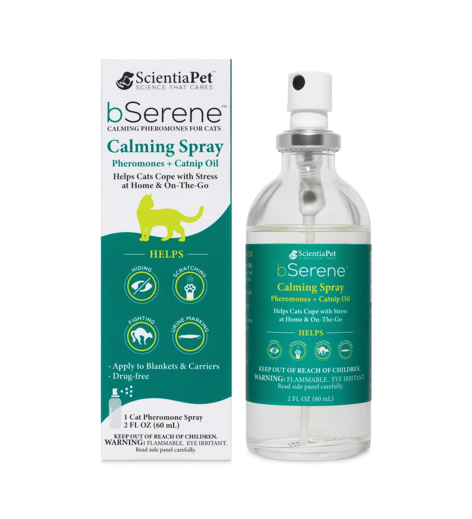 Serene Pheromone + Catnip Calming Spray 60ml | Reduce Stress & Anxiety in Cats | Fast-Acting Solution for Hiding, Scratching & Fighting | Ideal for Home, Travel, Vet Visits, Thunder & Fireworks | 440223 - Buy Online on GoSupps.com