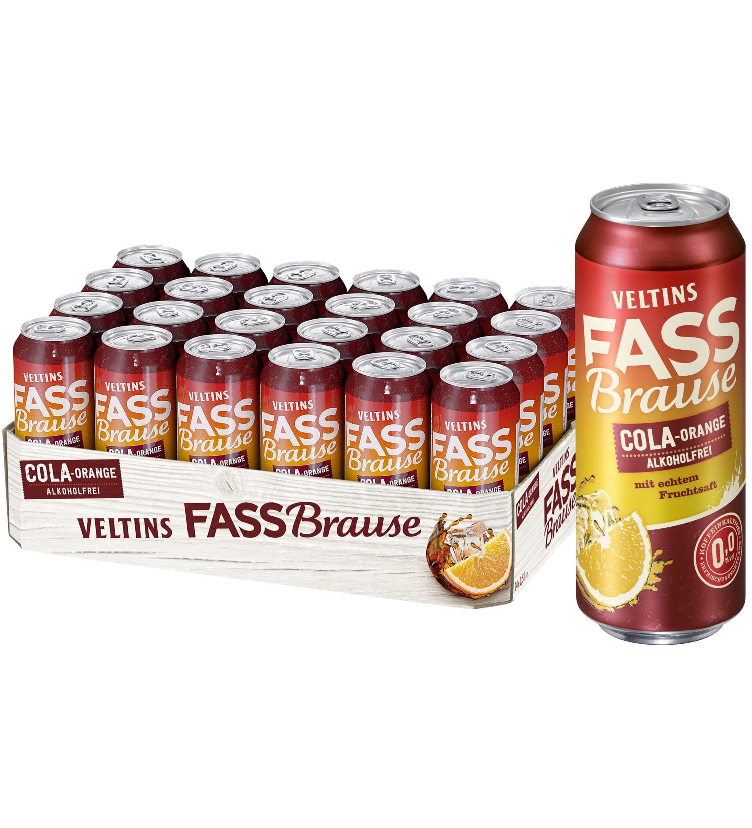 Buy VELTINS Fassbrause Cola-Orange Alcohol-Free (24 x 0.5L Cans) - Refreshing Taste International Shipping Available - Buy Online on GoSupps.com