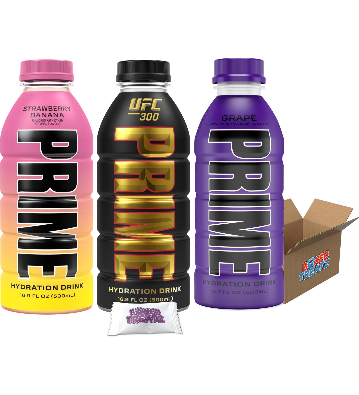 Prime - UFC 300 Strawberry Banana & Grape Flavour Hydration Drink 500ml Boxed Treatz - Buy Online on GoSupps.com