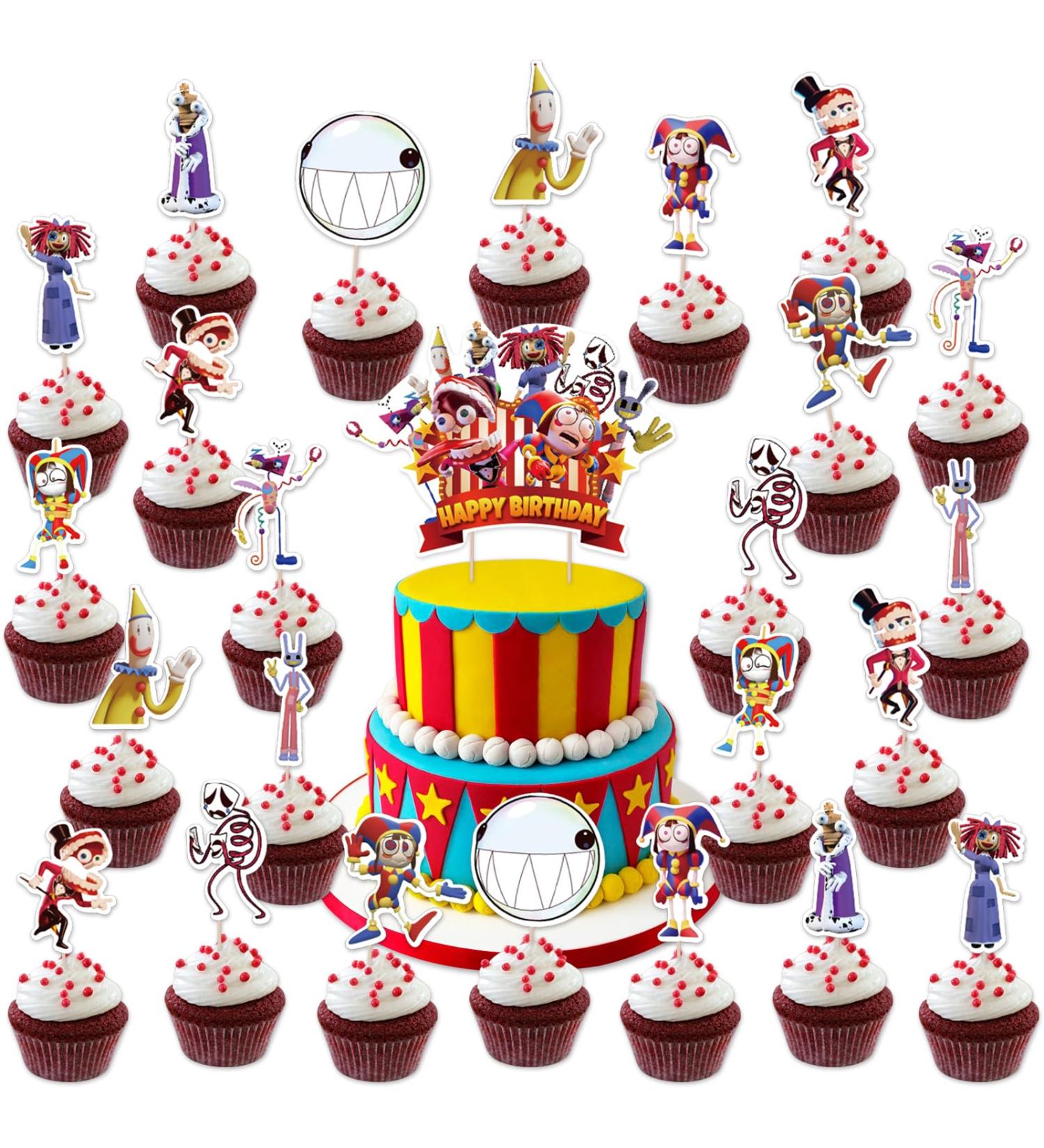 25PCS Amazing Circus Cake Topper Digital Birthday Cake topper Theme Party Decoration Paper Cup Cake Topper for Teenage Boys and Girls - Buy Online on GoSupps.com