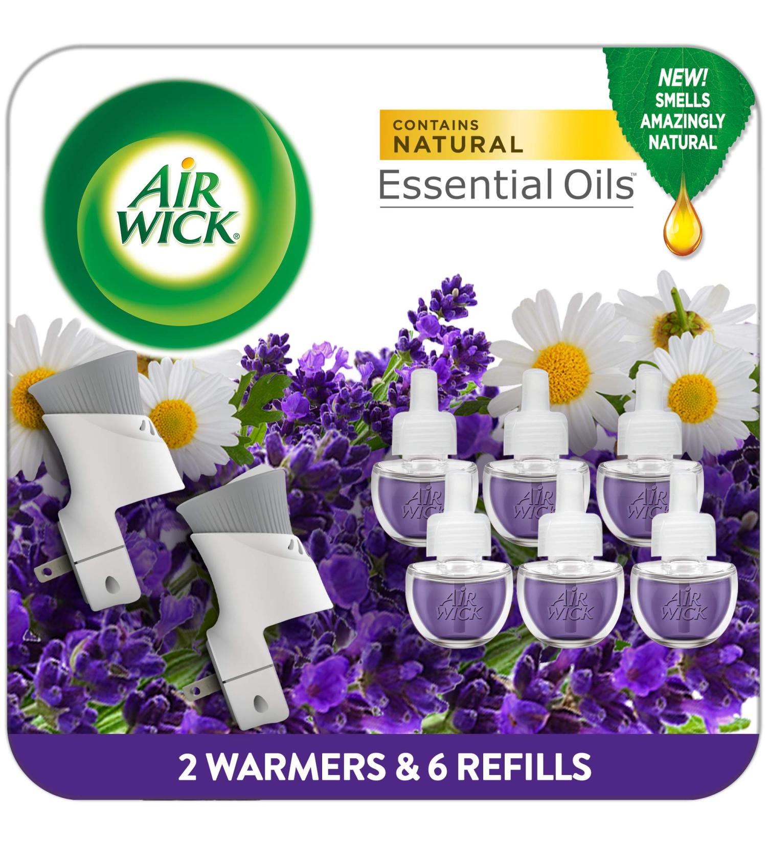 Air Wick Plug in Scented Oil Starter Kit with Lavender & Chamomile Eco-Friendly Essential Oils - 2 Warmers + 6 Refills - Air Freshener - 1 Count - Buy Online on GoSupps.com