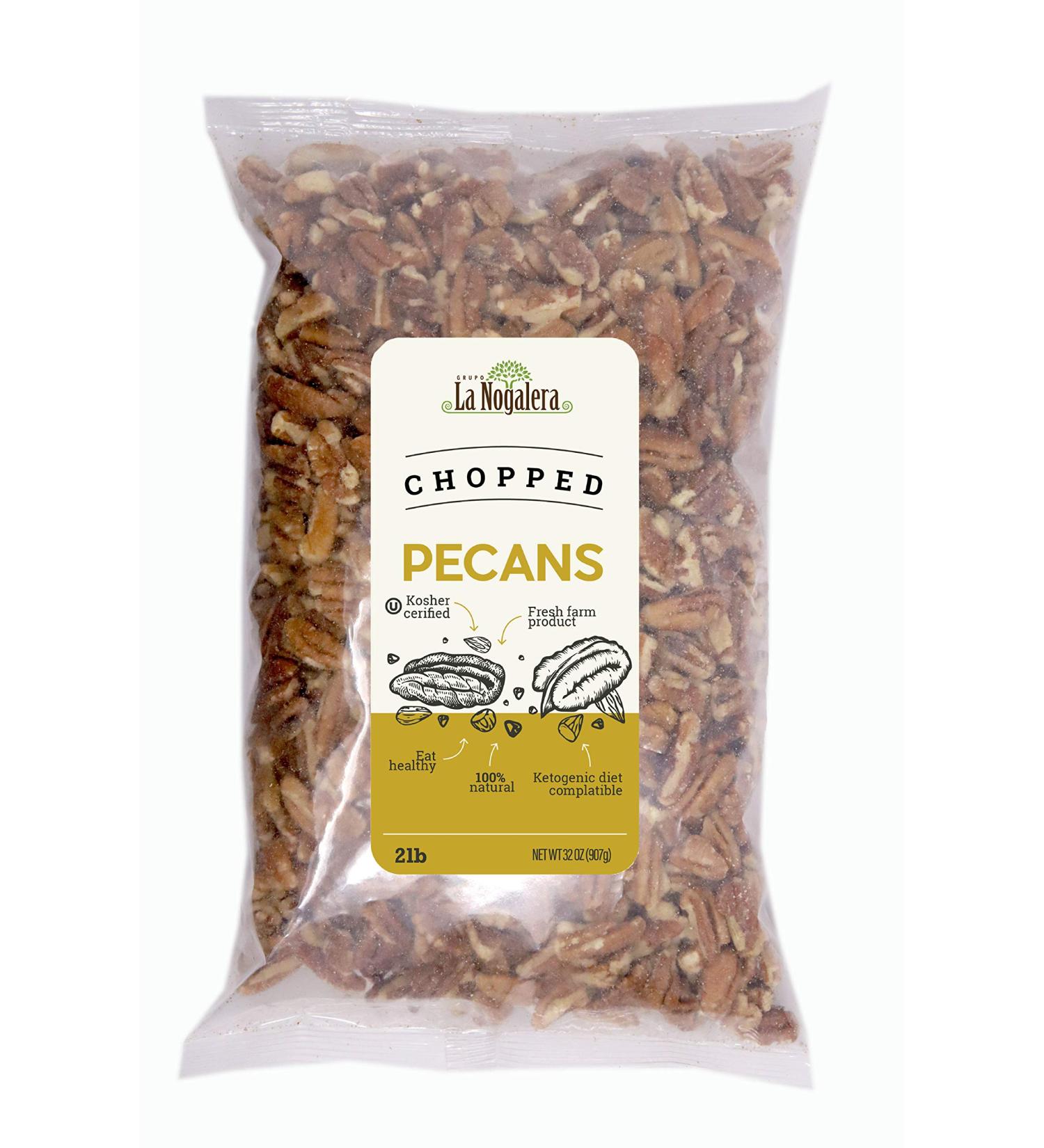 La Nogalera 2 lbs Chopped Pecans - Raw, Organic, Non-GMO, No Shell, Kosher & Halal Certified, Keto-Friendly - Buy Online on GoSupps.com