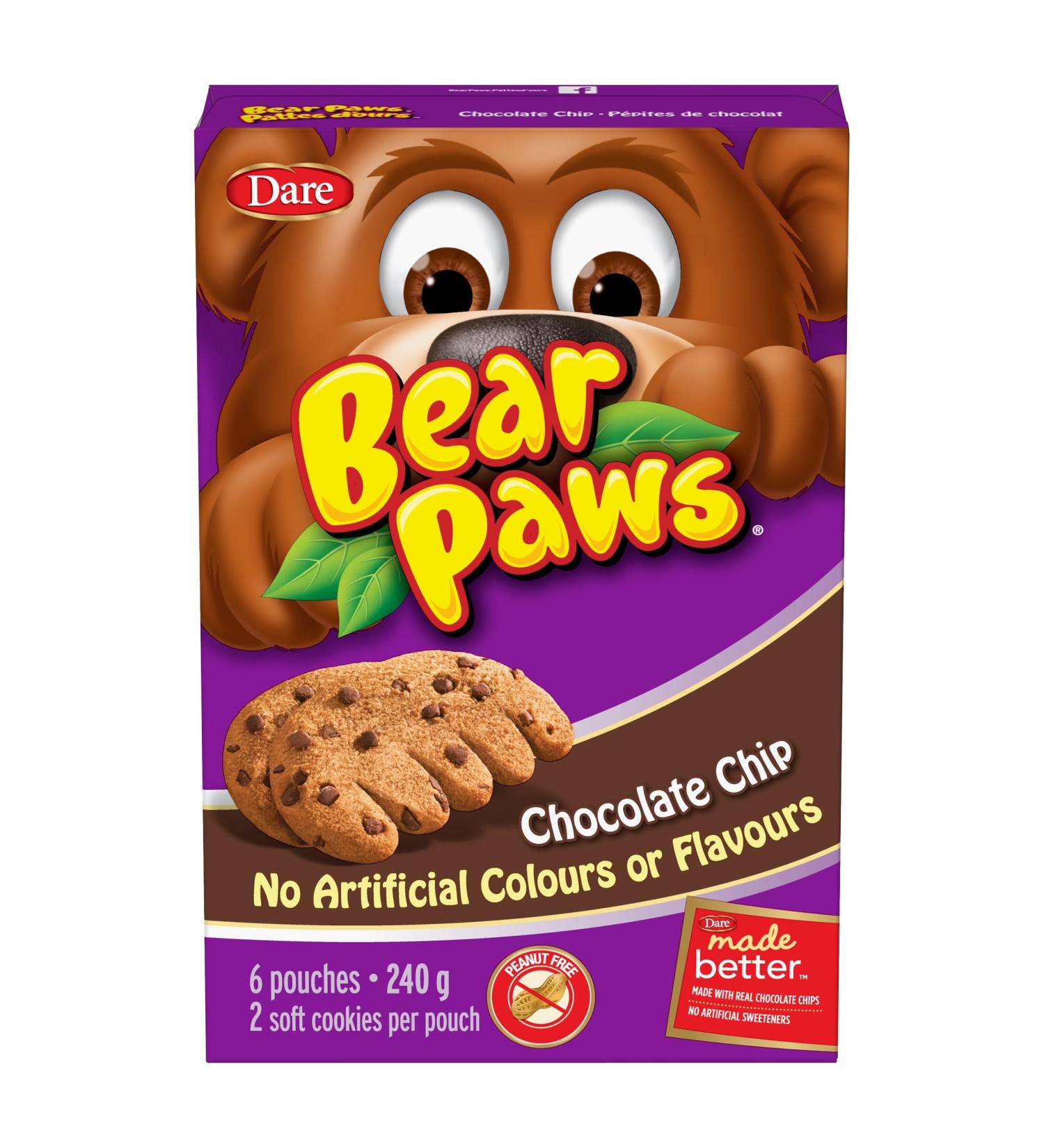 Bear Paws Chocolate Chip Cookies - Soft Cookie Snack Packs School Snacks Made With Real Chocolate Chips Peanut Free 240g 6 Pouches Chocolate Chip 240g (6 Pouches) - Buy Online on GoSupps.com