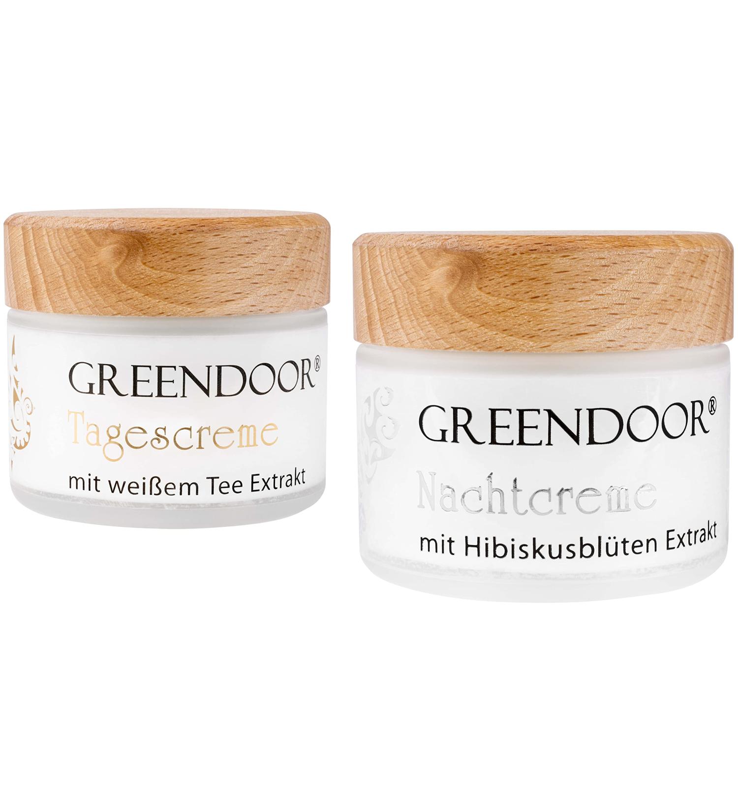  GREENDOOR GREENDOOR Natural Cosmetics Moisturizing Care Kit: Organic White Tea Day Cream + Natural Organic Hibiscus Night Cream for Fine Lines Natural Humidity Protection for the Face Gift for Women - Buy Online on GoSupps.com