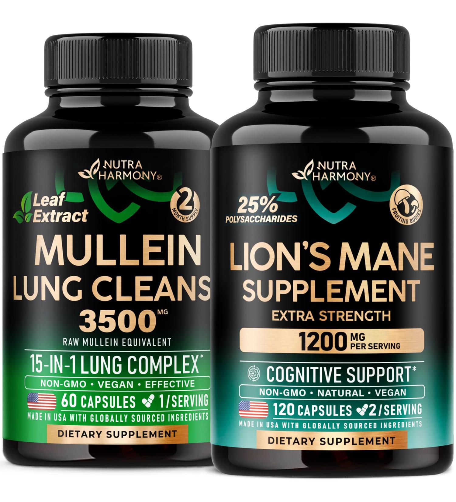NUTRAHARMONY Mullein Leaf Extract & Lions Mane Capsules