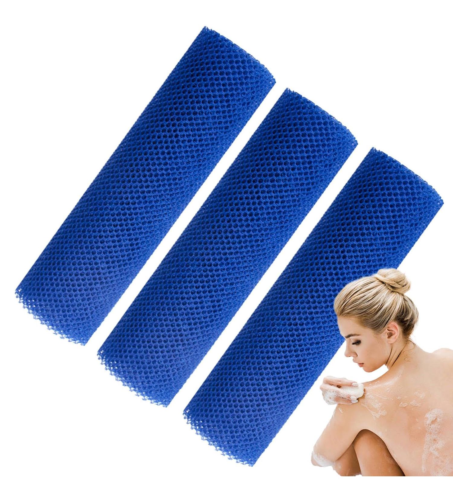 Long Mesh Body Sponge African Mesh Shower Sponge 3 Pieces Bath Sponge Dead Skin Remover for Men Women Blue - Buy Online on GoSupps.com