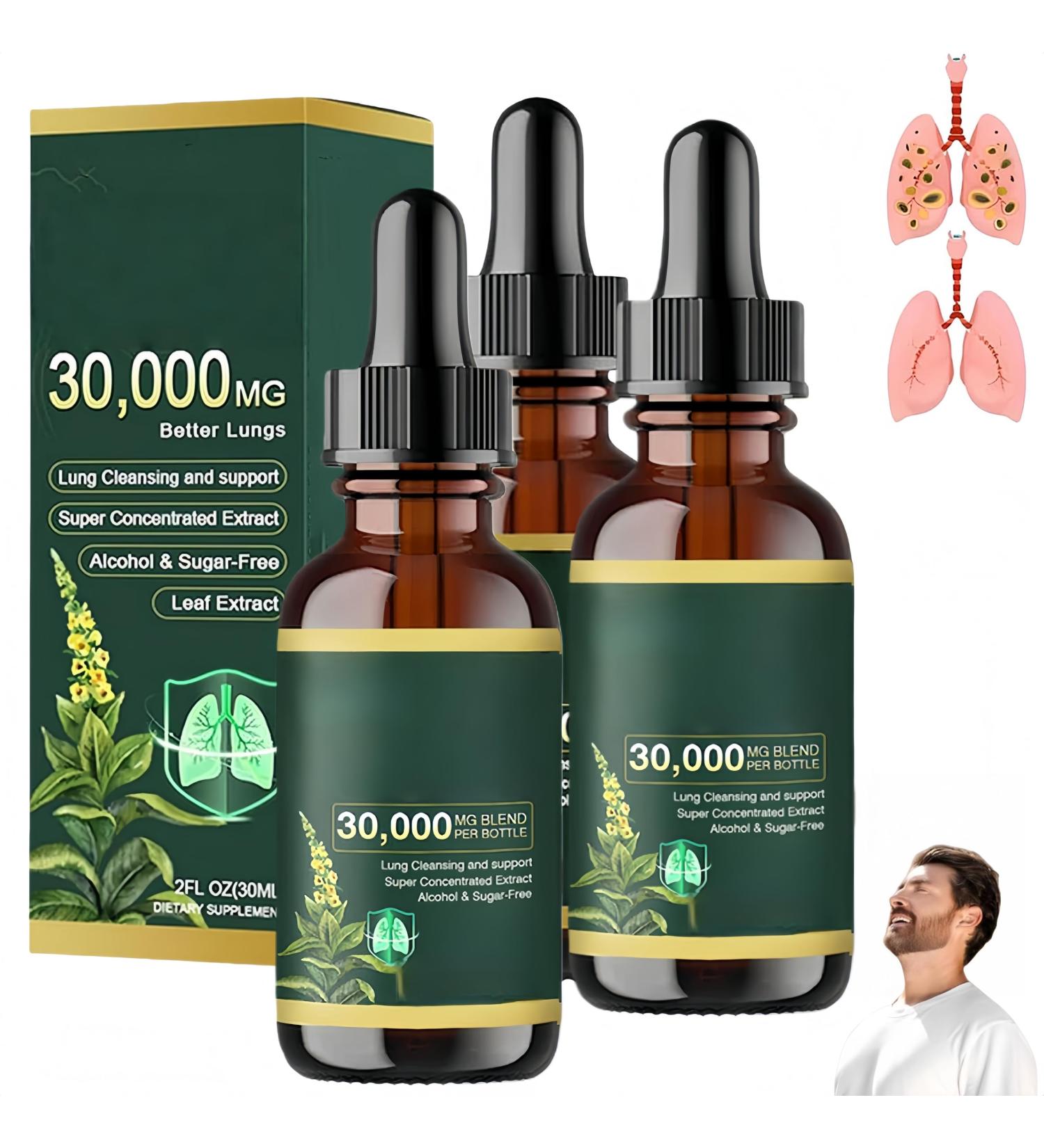 Organic lung cleansing drops with mullein leaf extract supplement with mullein leaf extract cleansing and supporting the respiratory tract for men and women 30 ml 3 Pieces - Buy Online on GoSupps.com