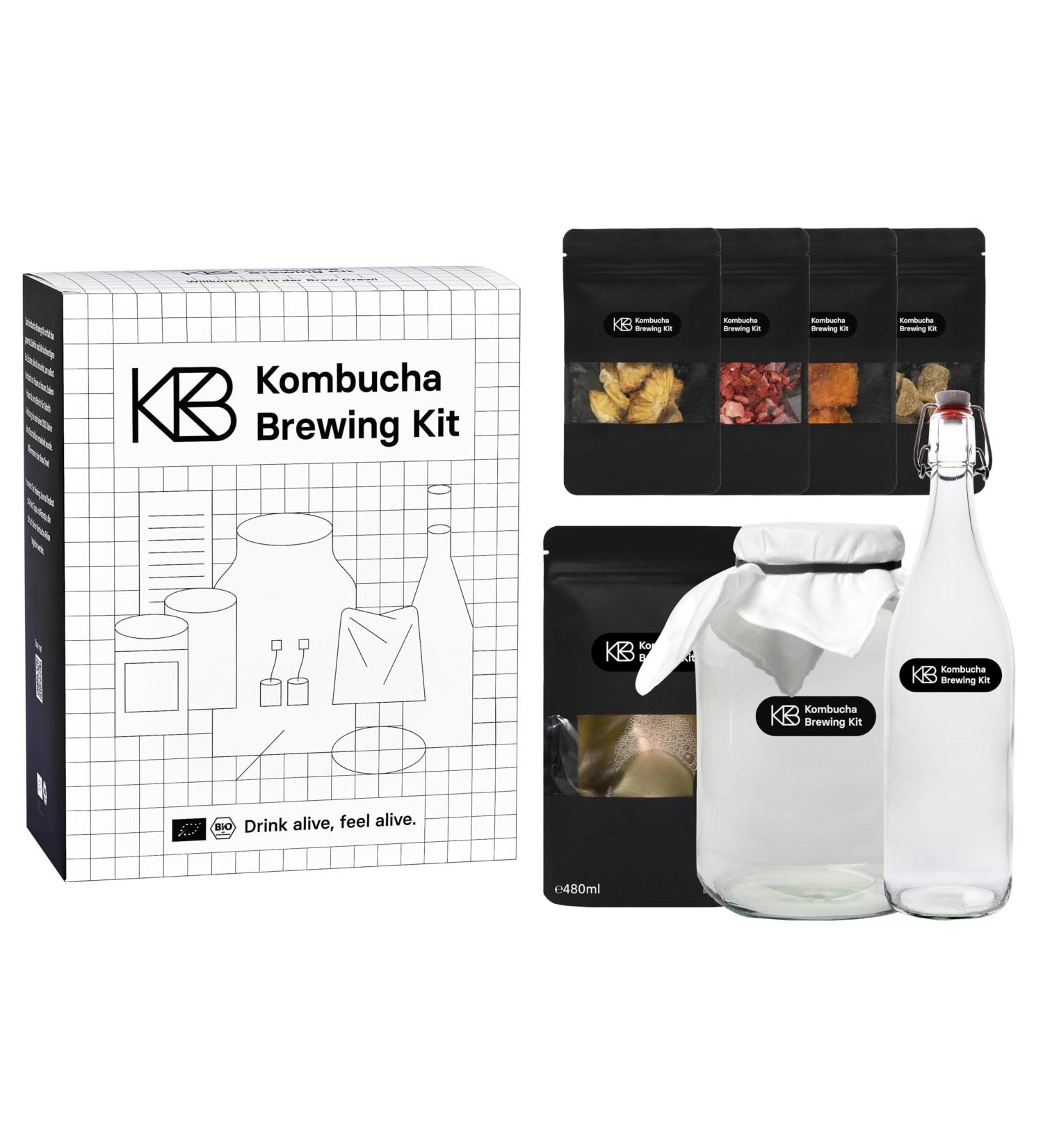 Kombosa Brewing Kit XL Bundle - Kombucha Starter Set with Bio-Scoby Fermentation Vessels and More for Perfect Home Brewing - Buy Online on GoSupps.com