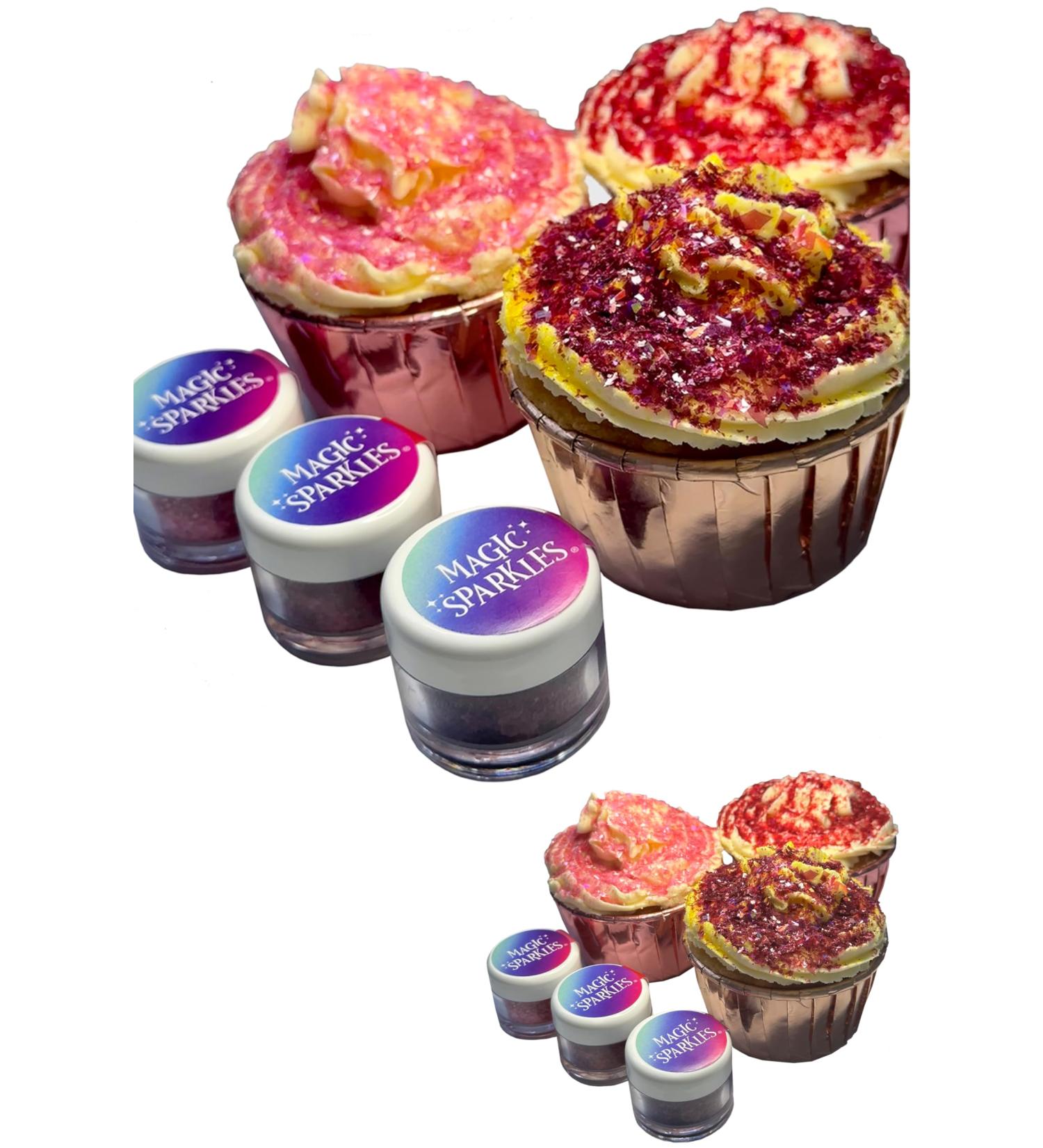 Magic Sparkles Edible Glitter Flakes - VALENTINES LOVE Collection. Perfect For Decorating Cakes Snacks And More! (Pack Of 3 : 3g Per Pot) - Buy Online on GoSupps.com