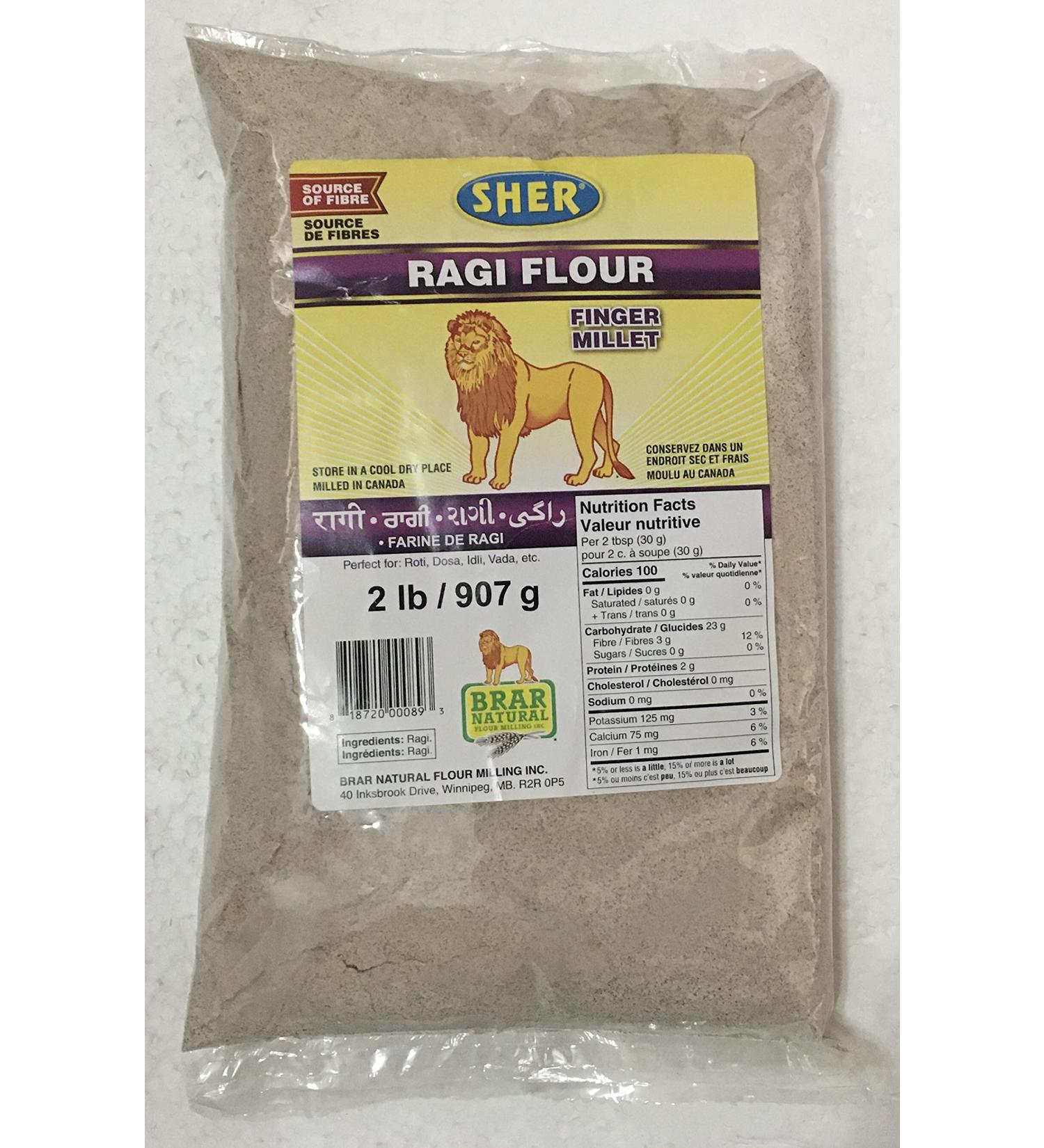 Sher Ragi (Finger Millet) Flour, Perfect for Roti, Dosa, Idli, Vada - 2 Pound