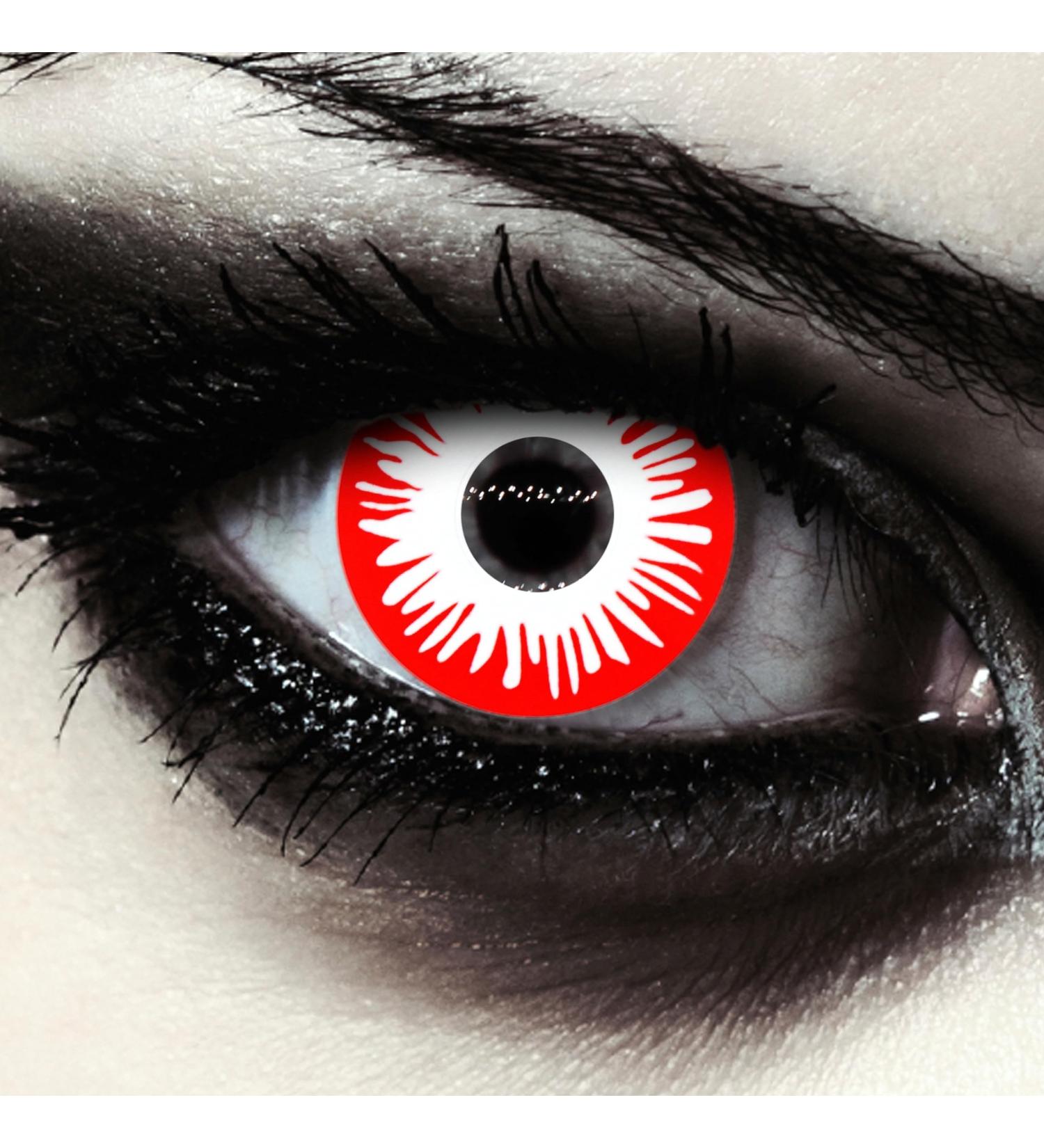 Buy Colored Daily Contact Lenses for Halloween - White & Red Zombie Cosplay - 2 Piece Pair - Buy Online on GoSupps.com