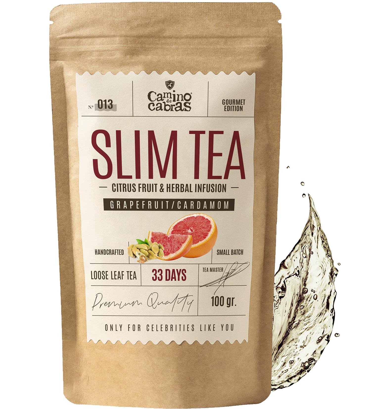 SLIM TEA Grapefruit 100g - Weight Management & Detox Cleanse with Green Tea, Nettle, Guarana & More | All Natural Energy Boost - Buy Online on GoSupps.com