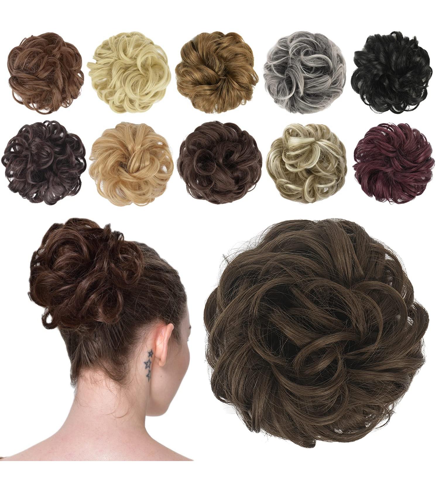FESHFEN Messy Bun Scrunchie Synthetic Hair Extensions - Medium Ash Brown - Buy Online on GoSupps.com