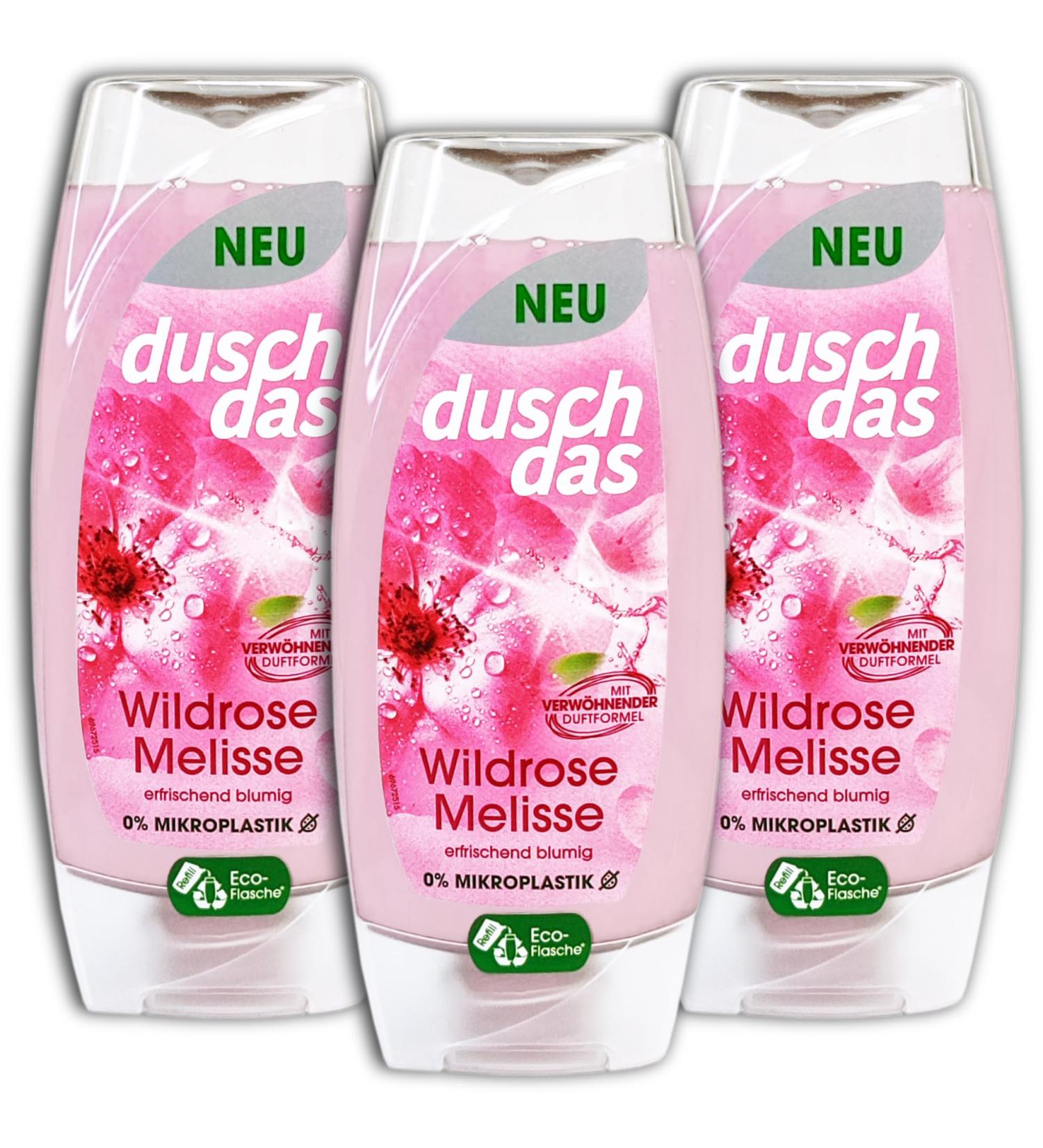topDeal Duschdas Set of 3 shower gels Wild Rose and Lemon Balm 3 x 225 ml