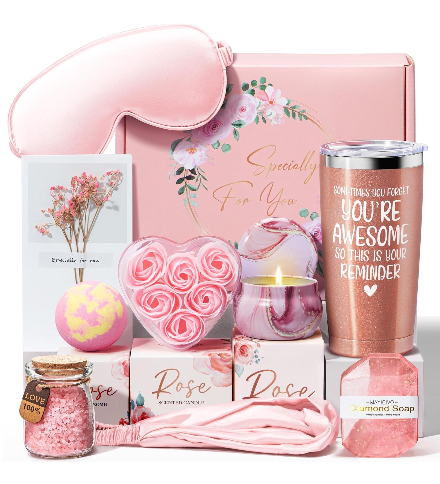 Best Birthday Gifts for Women | Relaxing Rose Spa Gift Basket | Self Care & Thank You Gifts for Mom Sister Best Friend Nurse & Teacher - Buy Online on GoSupps.com