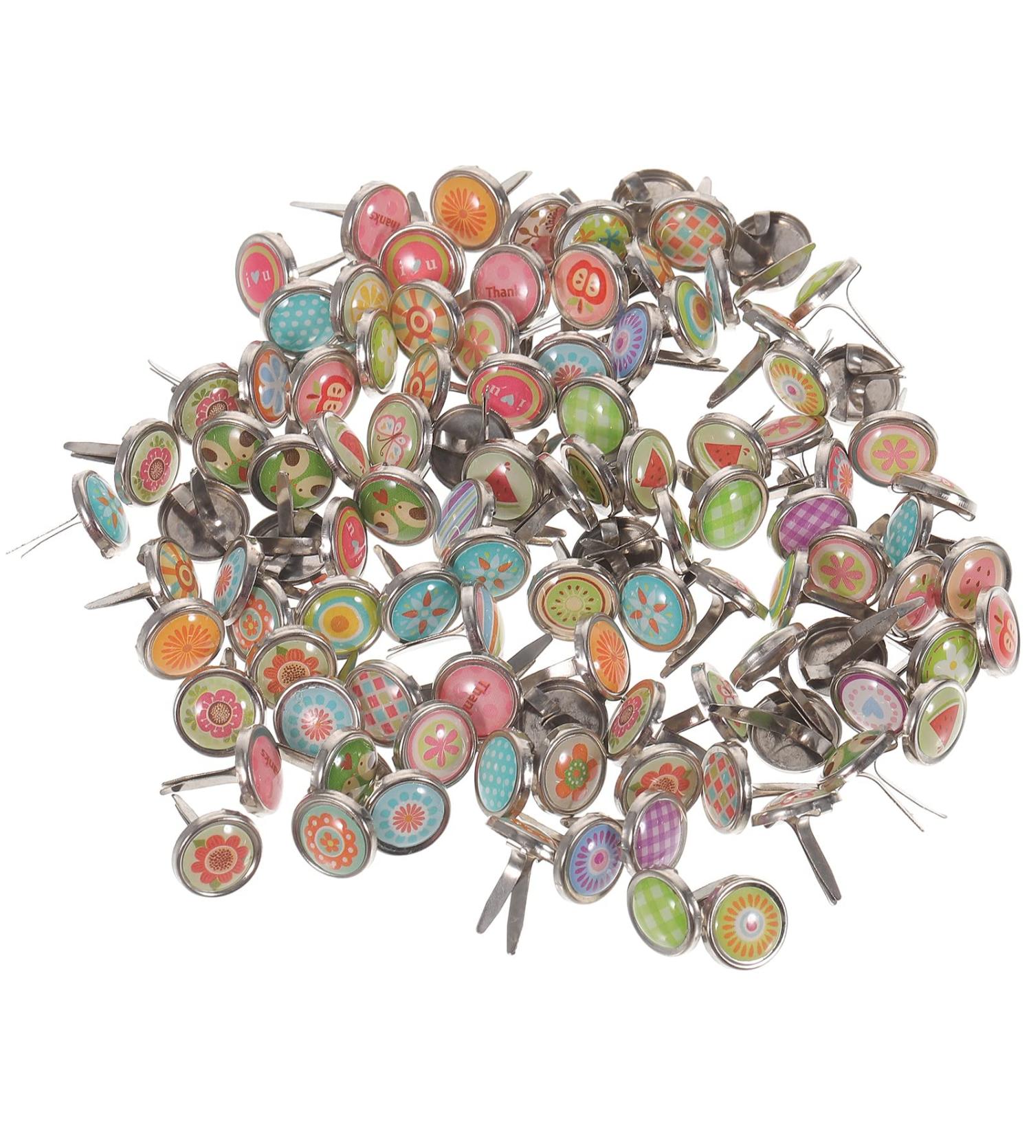 Amosfun 100pcs Mini Brads Paper Fasteners for DIY Crafts - 9mm Metal Scrapbooking Brads - Buy Online on GoSupps.com