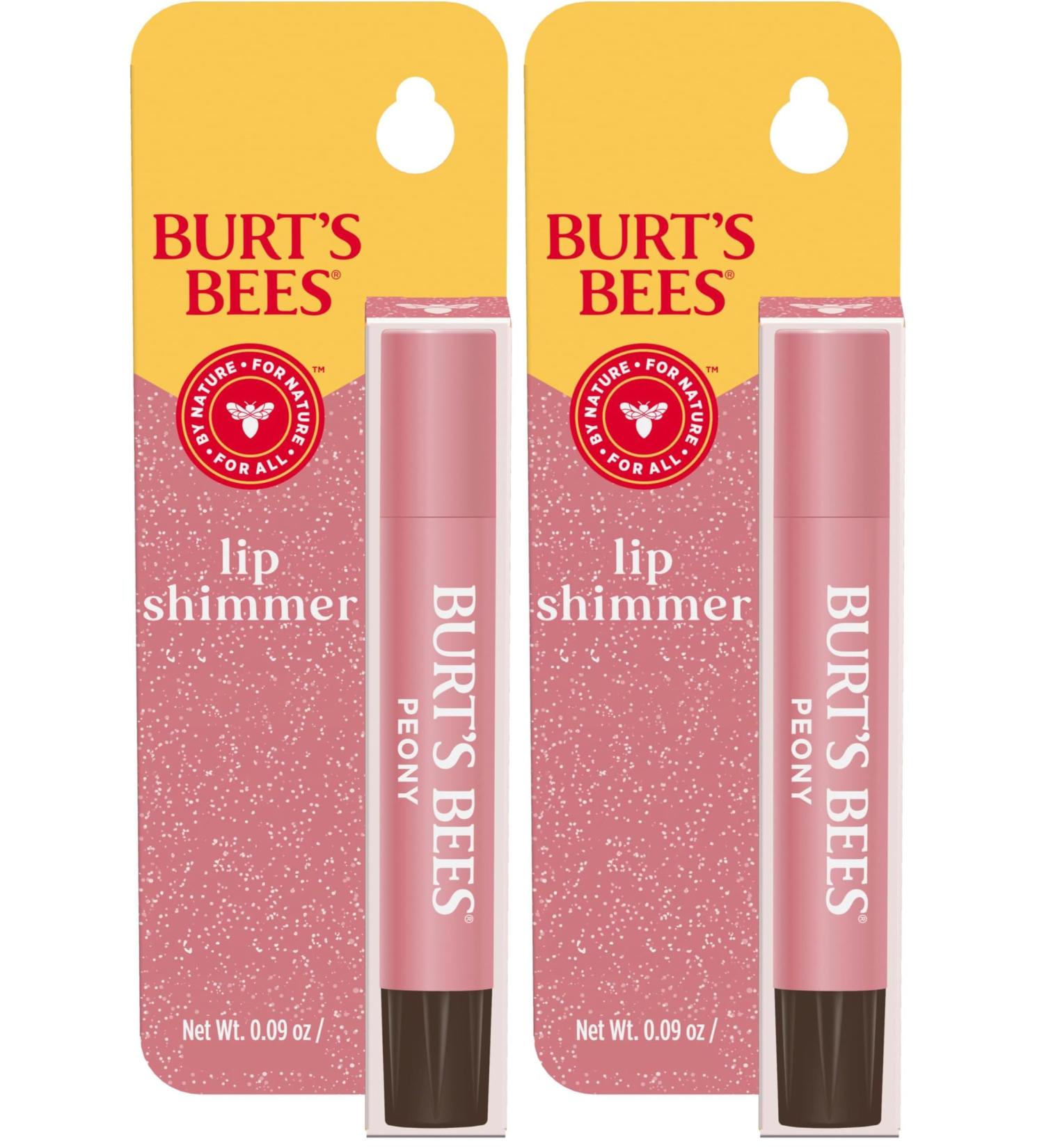Burt's Bees Lip Shimmer Peony Warm Luminescent Color High Impact Instant Moisture with Shea and Cocoa Butters 100% Natural Origin 0.09 Ounce (Pack of 2)(Packaging May Vary) - Buy Online on GoSupps.com