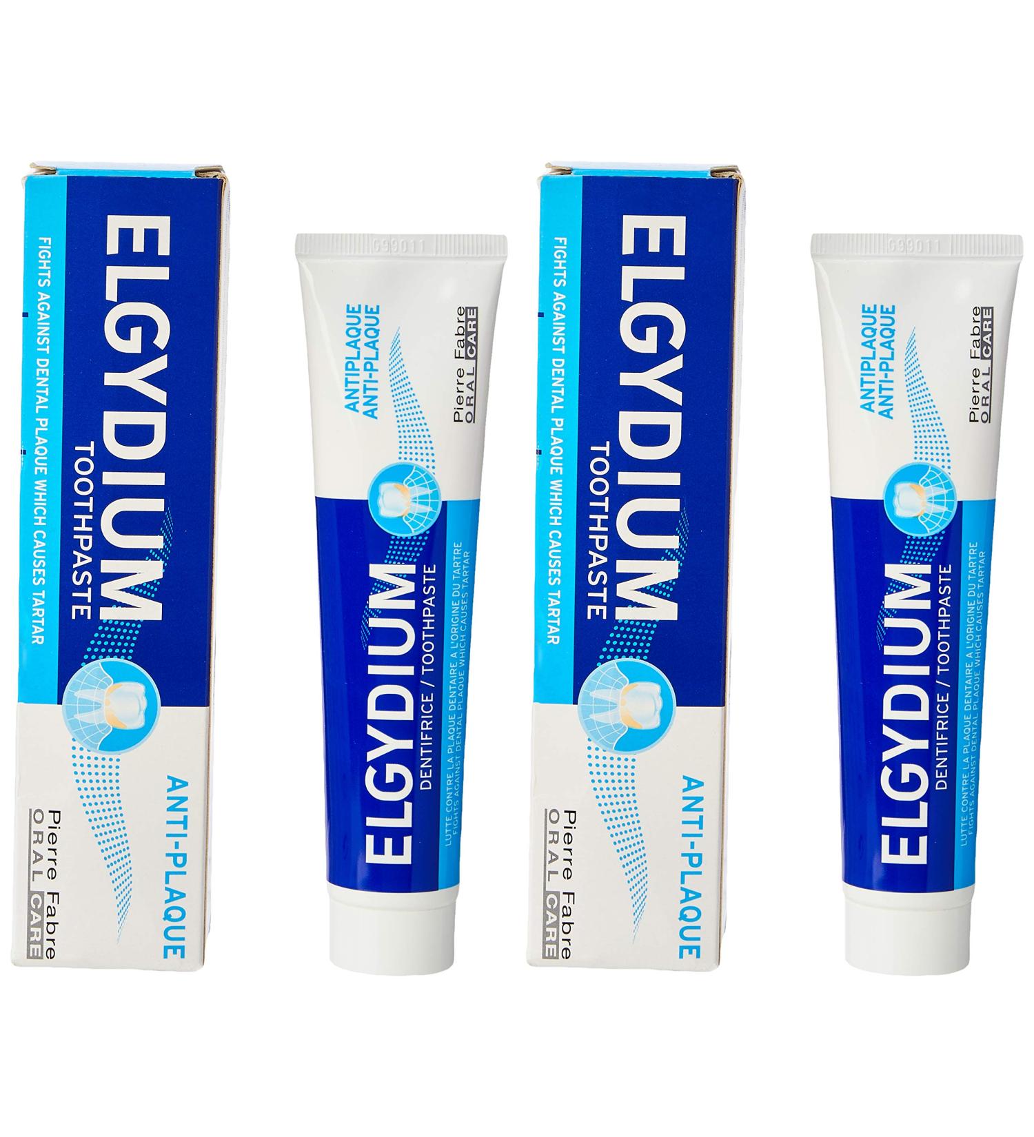 Elgydium Toothpaste Against Plaque by Pierre Fabre - 75ml 2-Pack | Premium Oral Care - Buy Online on GoSupps.com